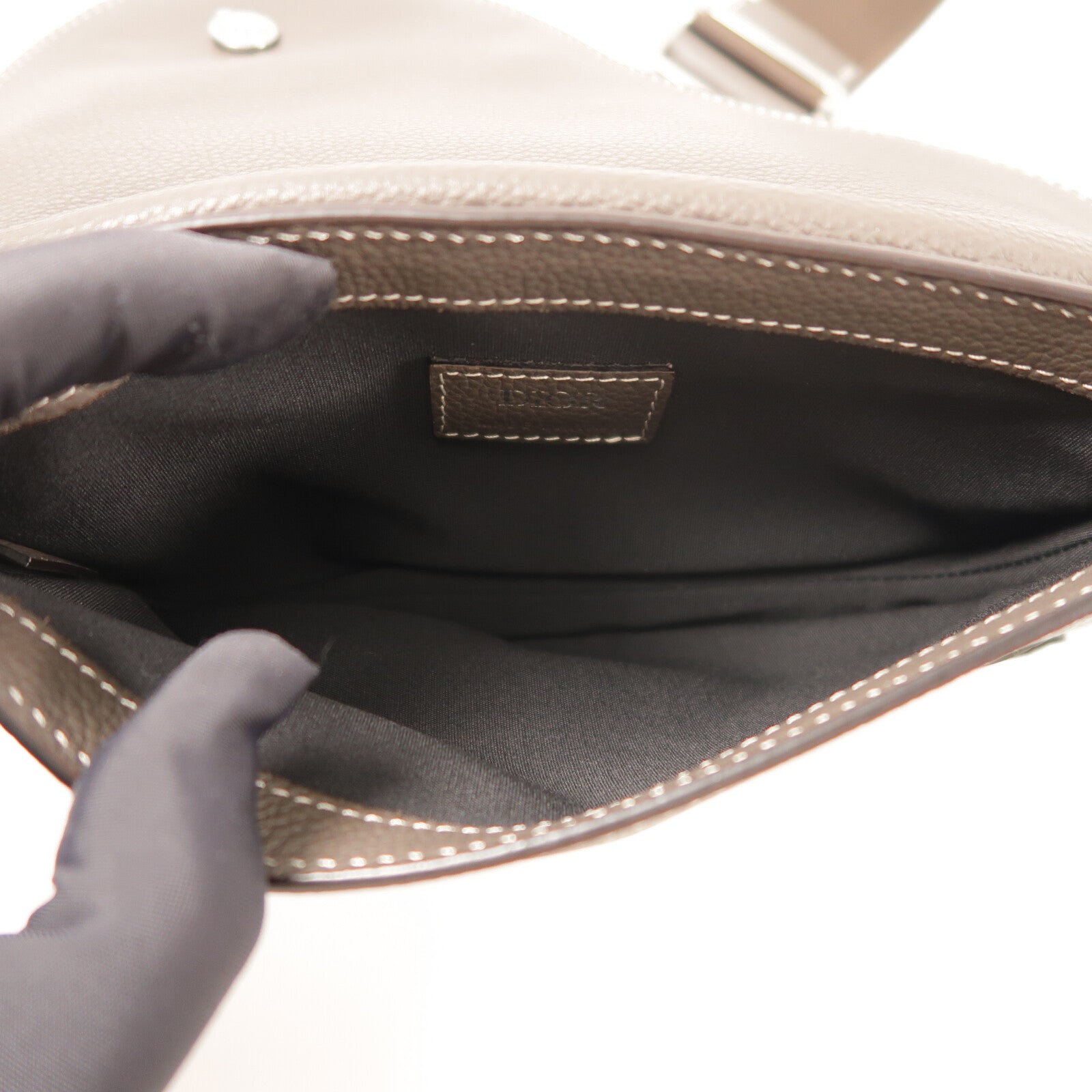 Dior 牛皮皮革Saddle Pouch Bag銀扣肩背袋