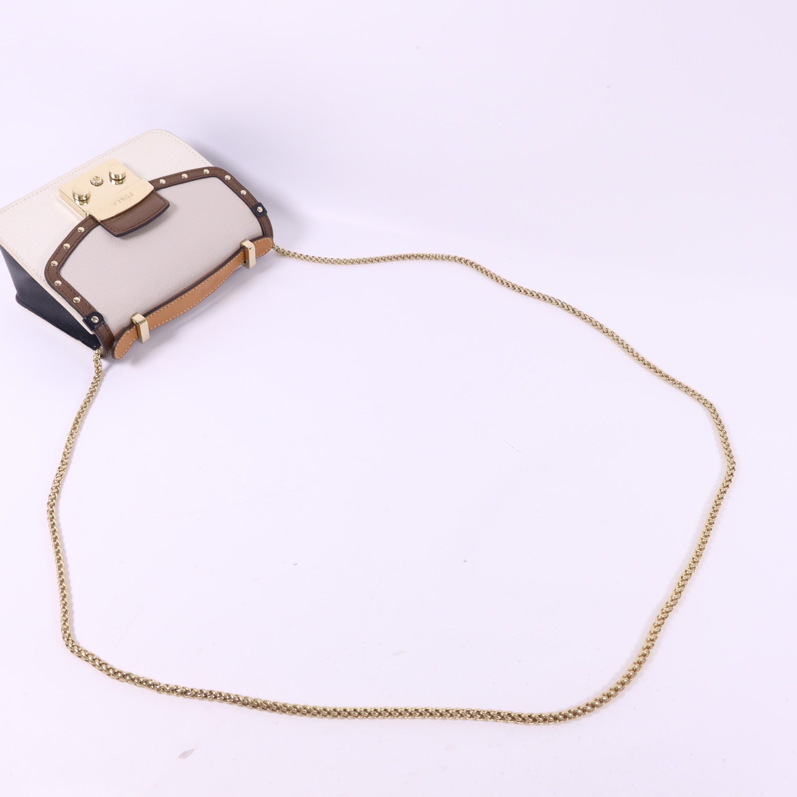 Furla 牛皮皮革Metropolis Mini Crossbody金扣手挽肩背兩用袋