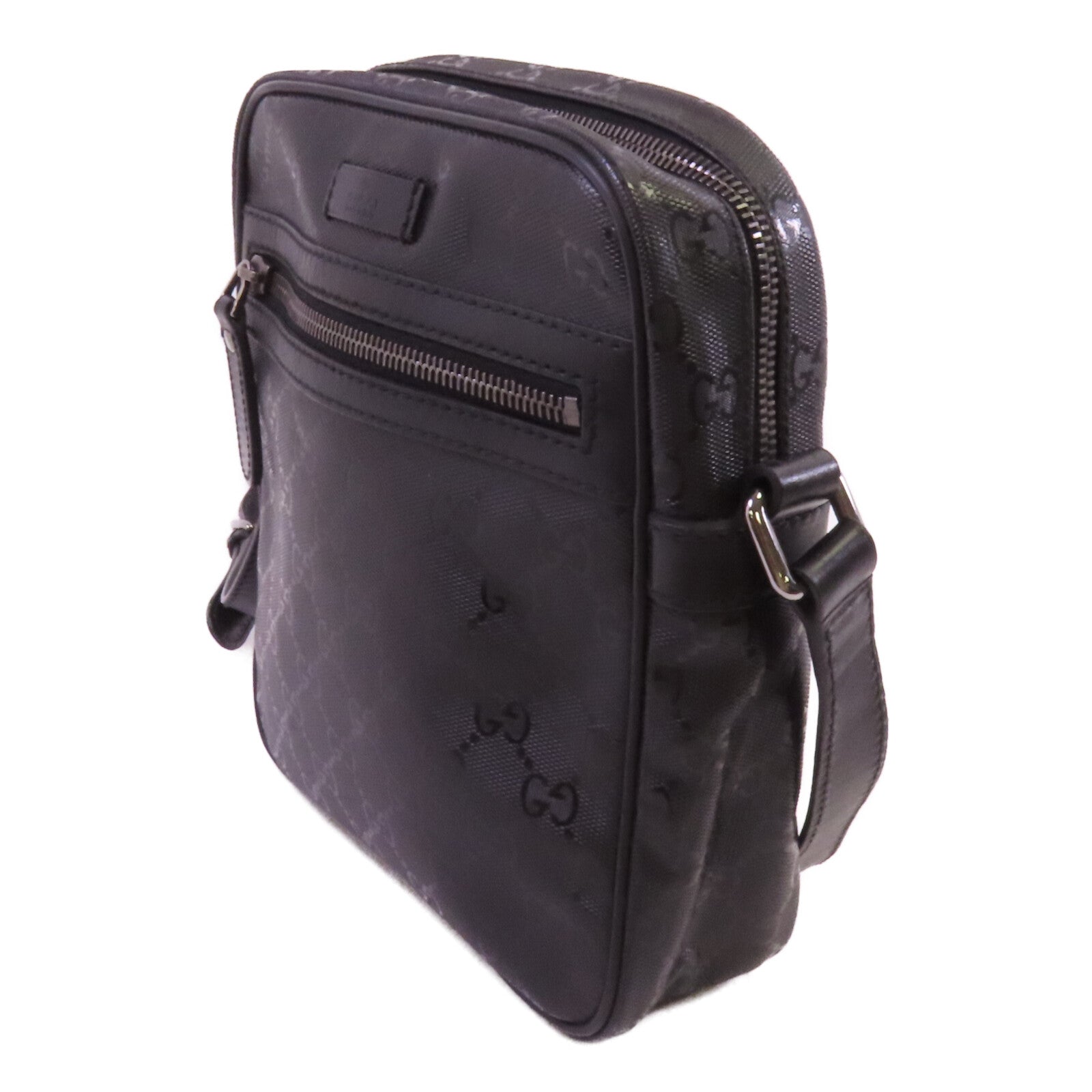 GUCCI 塗層帆布Shoulder Bag銀扣肩背袋
