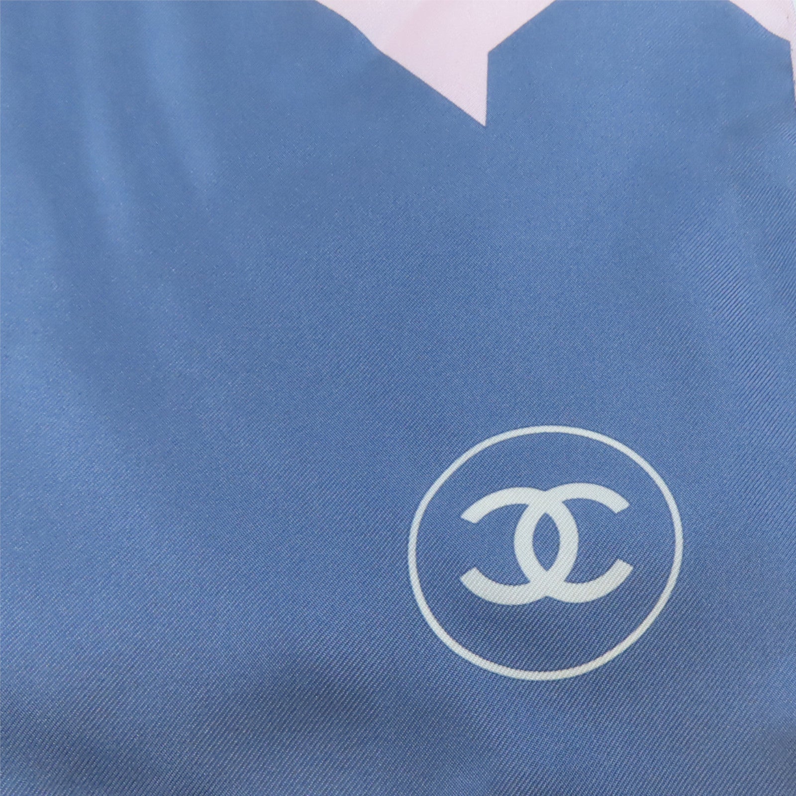 CHANEL 絲質Scarf 90x90cm絲巾藍色/白色/黑色
