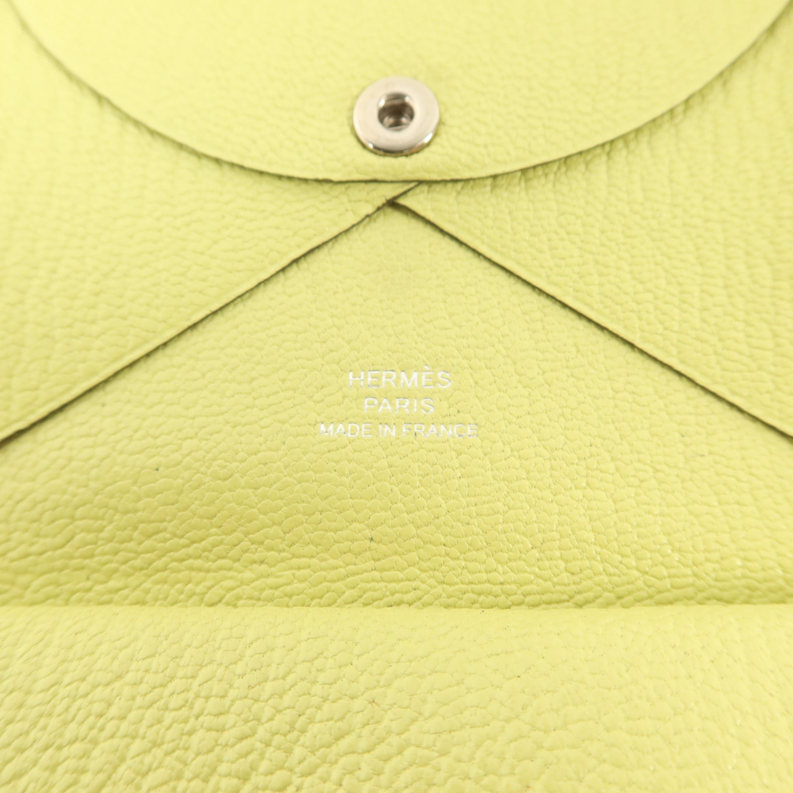 HERMES Chevre皮革Calvi Duo Card Holder卡片套Jaune Bourgeon
