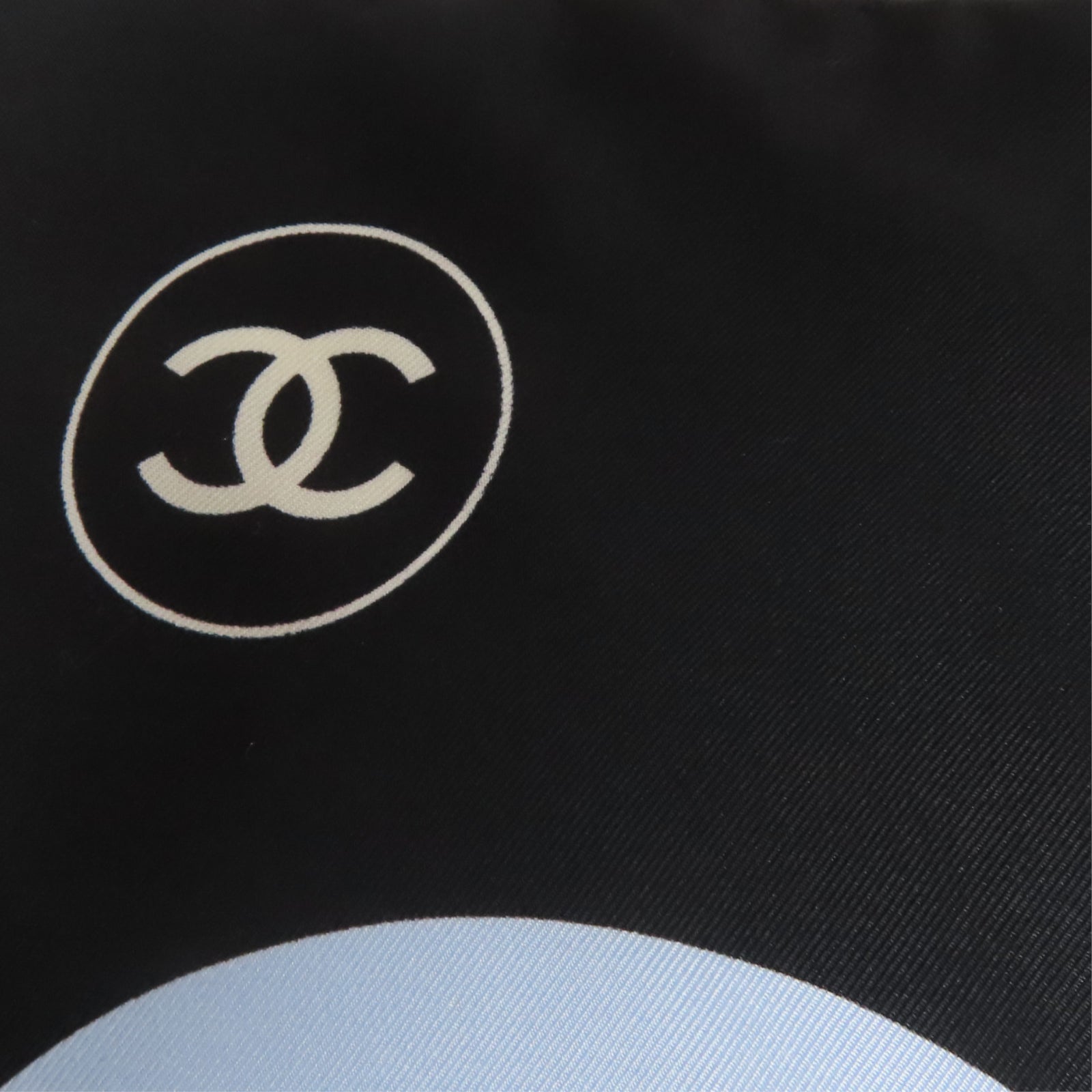 CHANEL 絲質Scarf 90x90cm絲巾藍色/白色/黑色