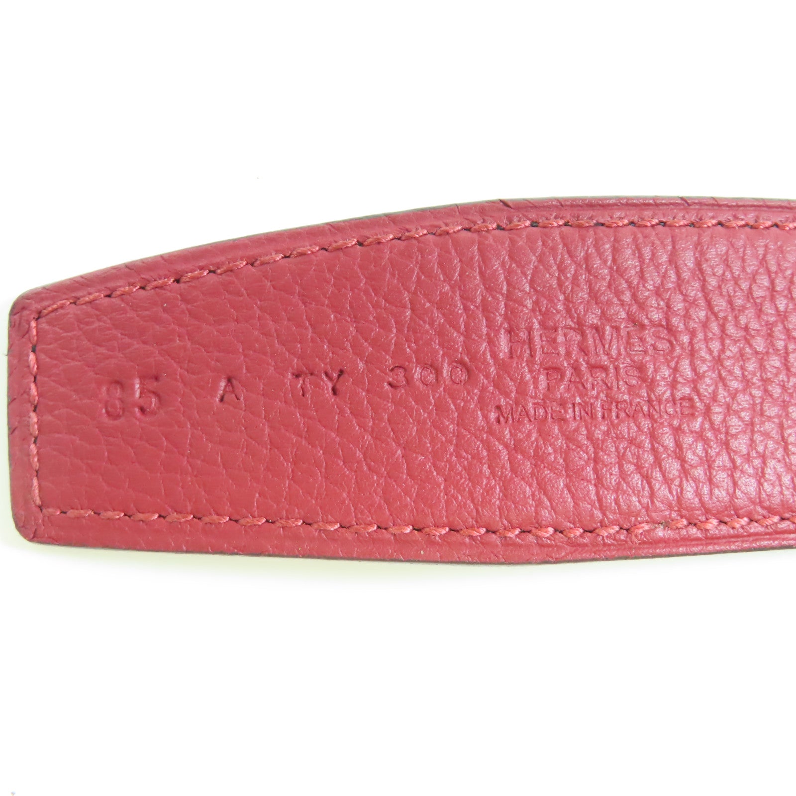 HERMES Togo皮革Ceinture H 5382金扣皮帶紅色