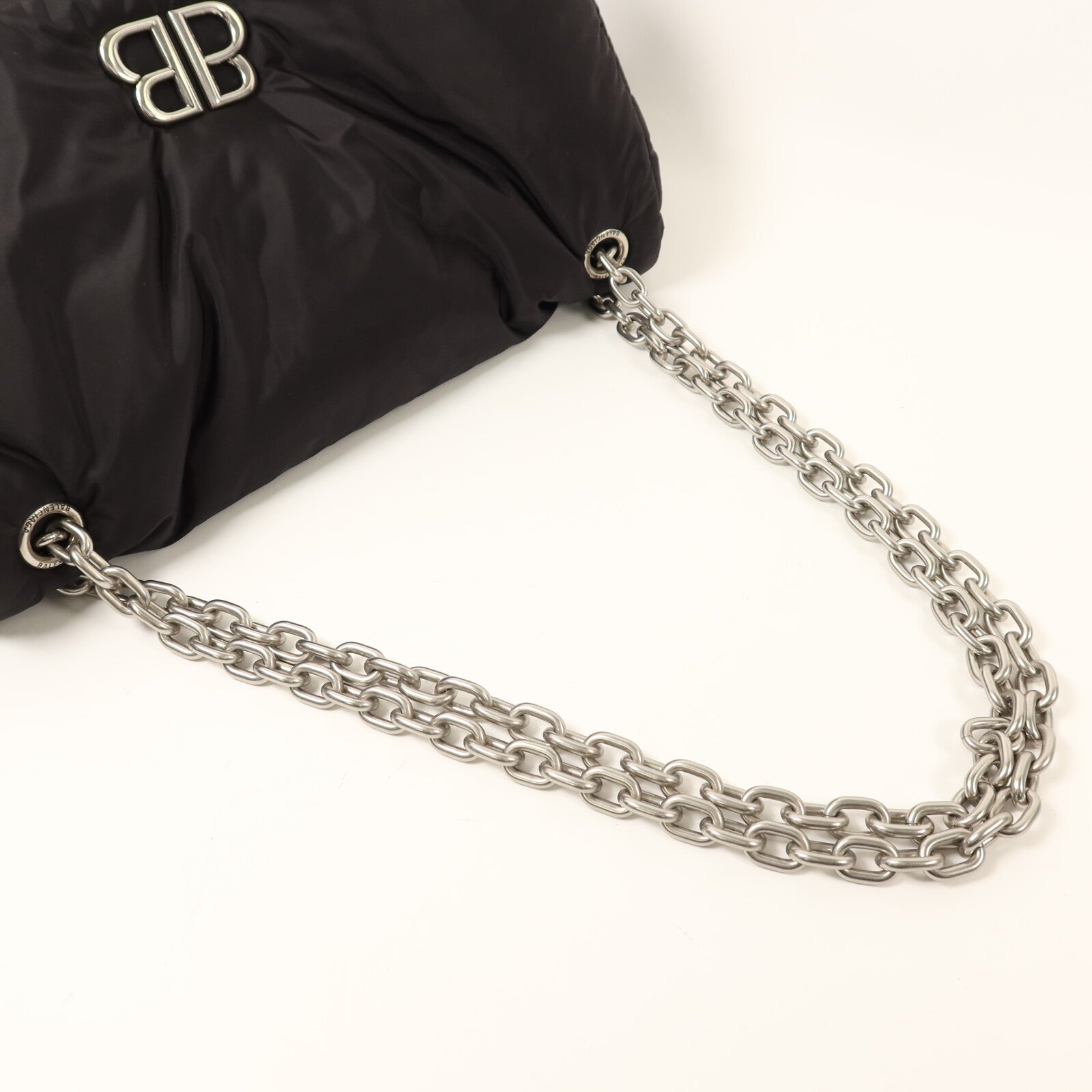 BALENCIAGA 尼龍Monaco Chain Bag銀扣鏈帶肩背袋
