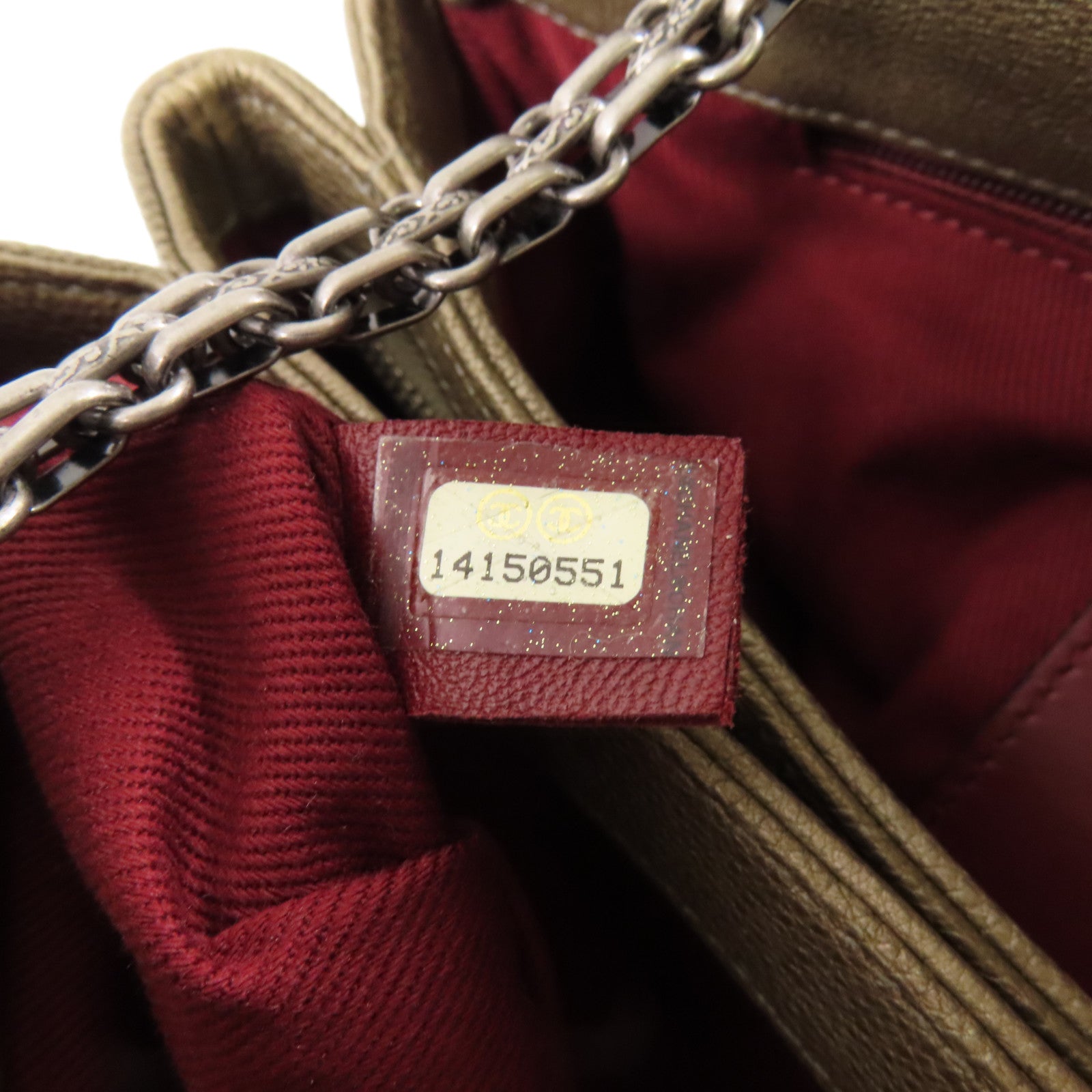 CHANEL 牛皮皮革Chain Shoulder銀扣鏈帶肩背袋