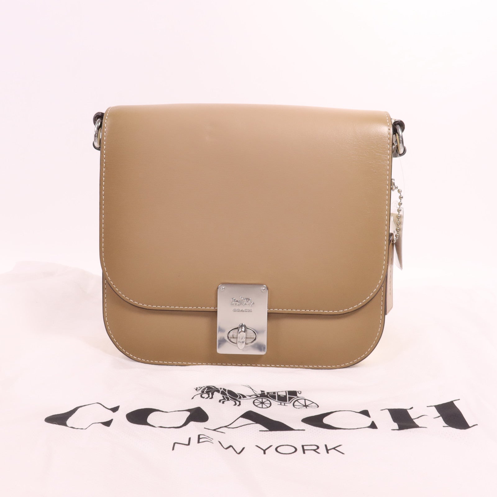 COACH 牛皮皮革Shoulder Bag銀扣肩背袋