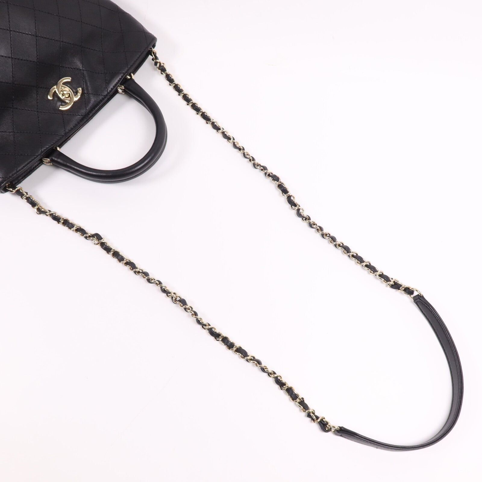 CHANEL 牛皮皮革2 Way Shoulder Bag金扣鏈帶手挽肩背兩用袋