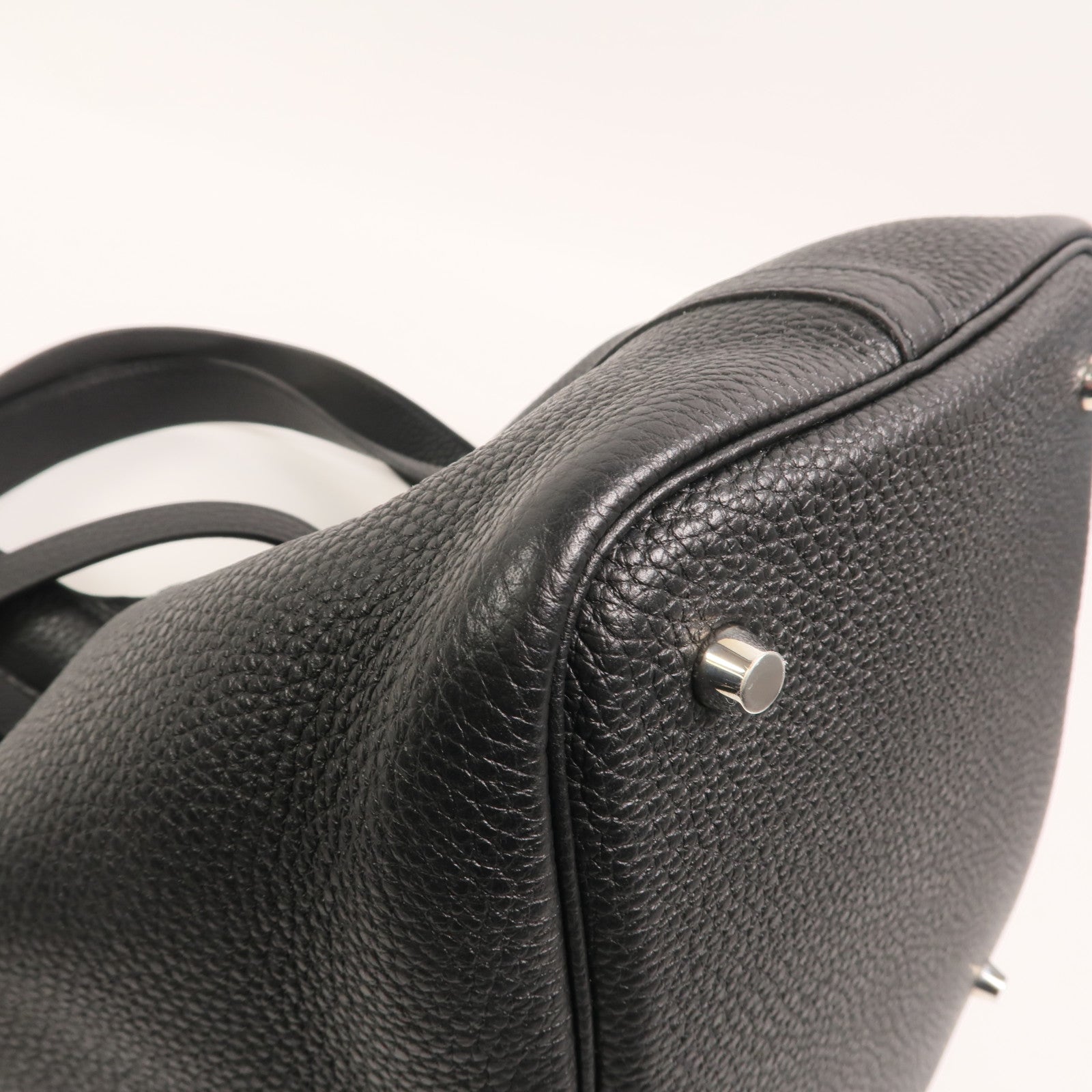 HERMES Clemence皮革Picotin MM手挽袋Noir