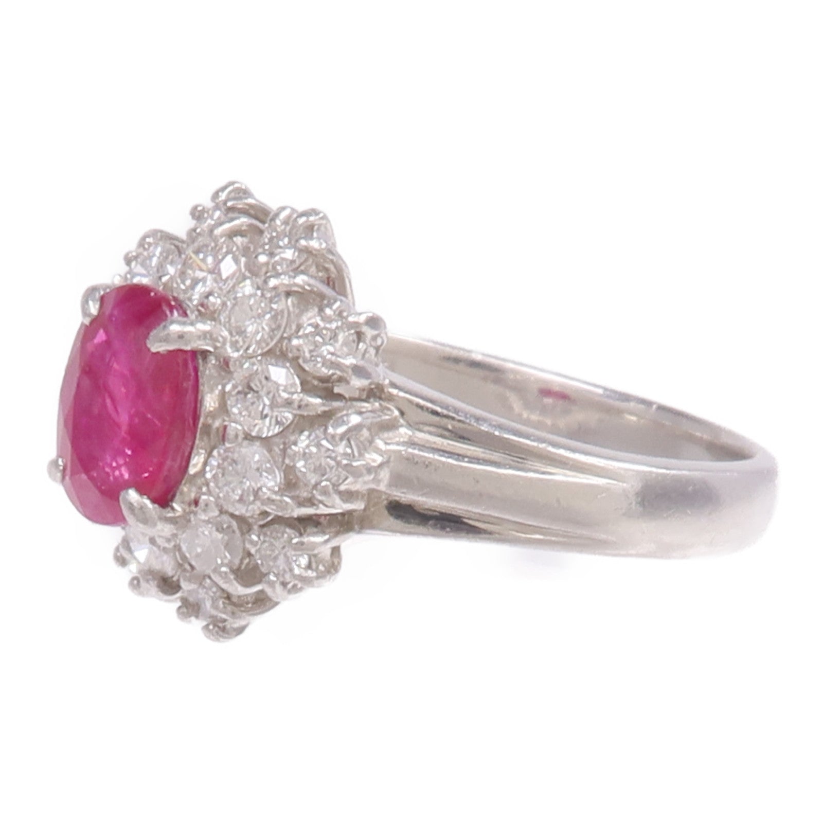 JEWELRY PT850鉑金Ruby Diamond Ring紅寶石/鑽石戒指US#6.25