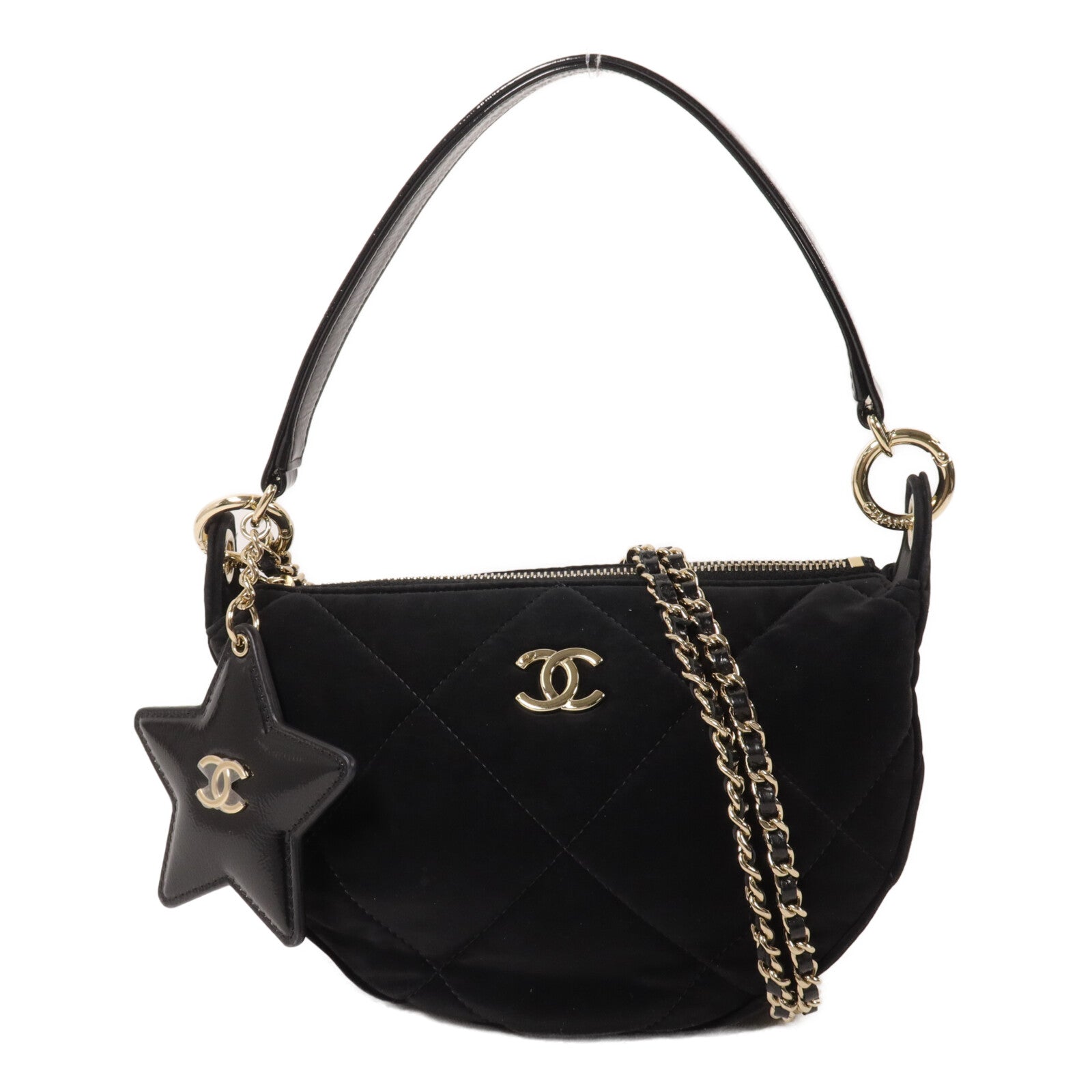 CHANEL 絨面尼龍Neige Chain Clutch鏈帶手挽肩背兩用袋