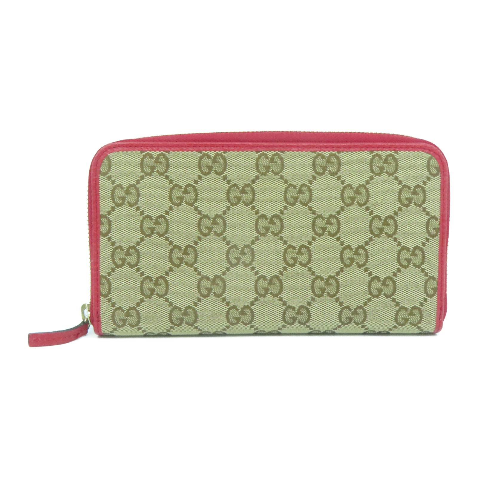 GUCCI 【激減優惠】帆布Wallet金扣長錢包啡色/紅色