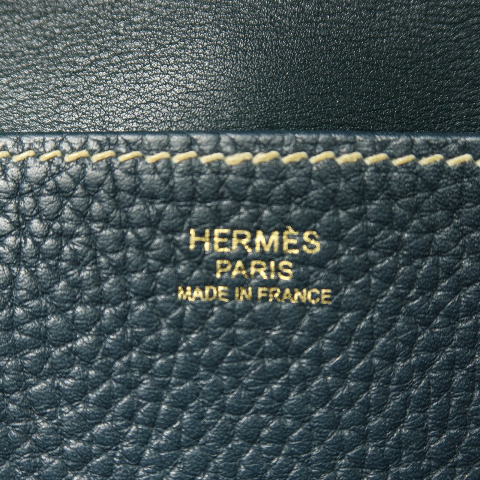HERMES Clemence皮革Halzan 31金扣手挽肩背兩用袋Vert Cypres