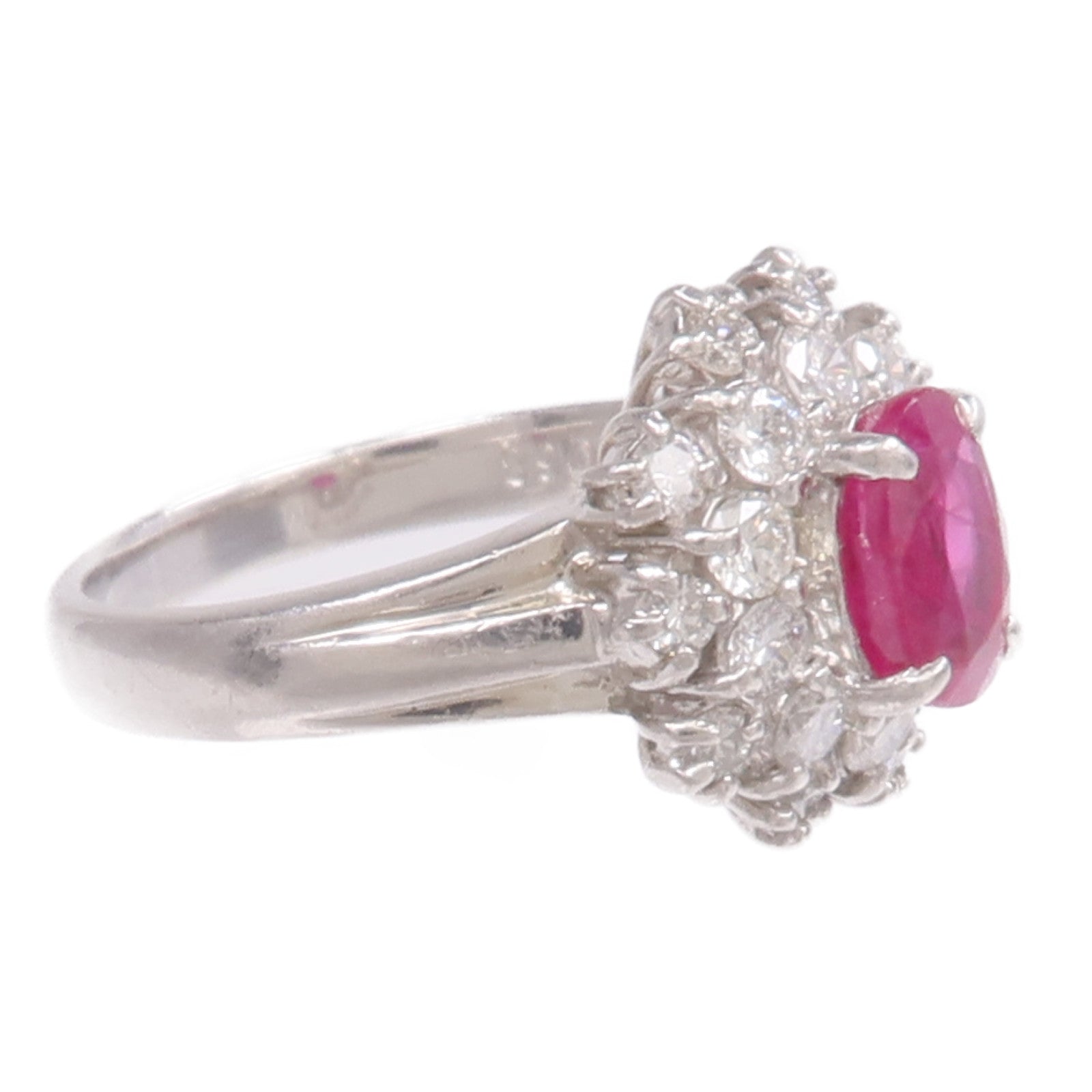 JEWELRY PT850鉑金Ruby Diamond Ring紅寶石/鑽石戒指US#6.25