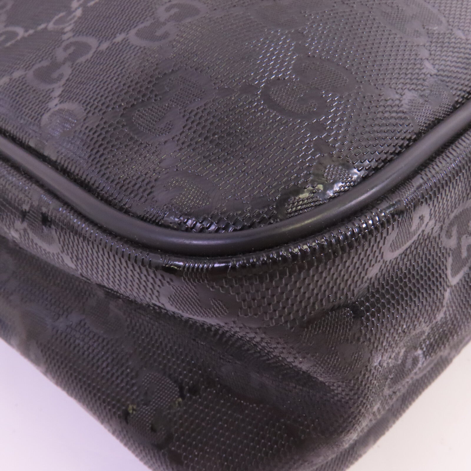 GUCCI 塗層帆布Shoulder Bag銀扣肩背袋