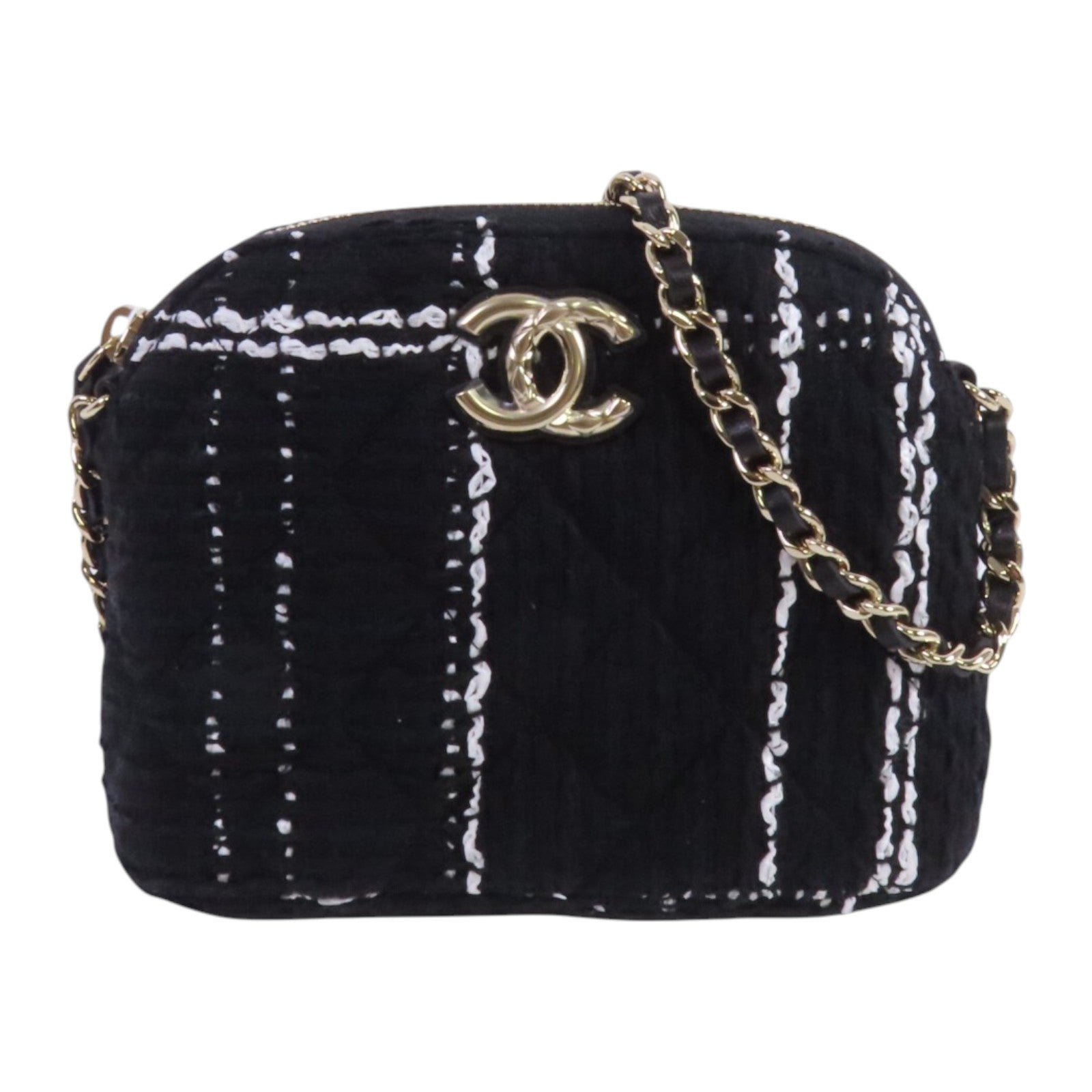 CHANEL 斜紋軟呢Chain Shoulder Bag金扣鏈帶肩背袋