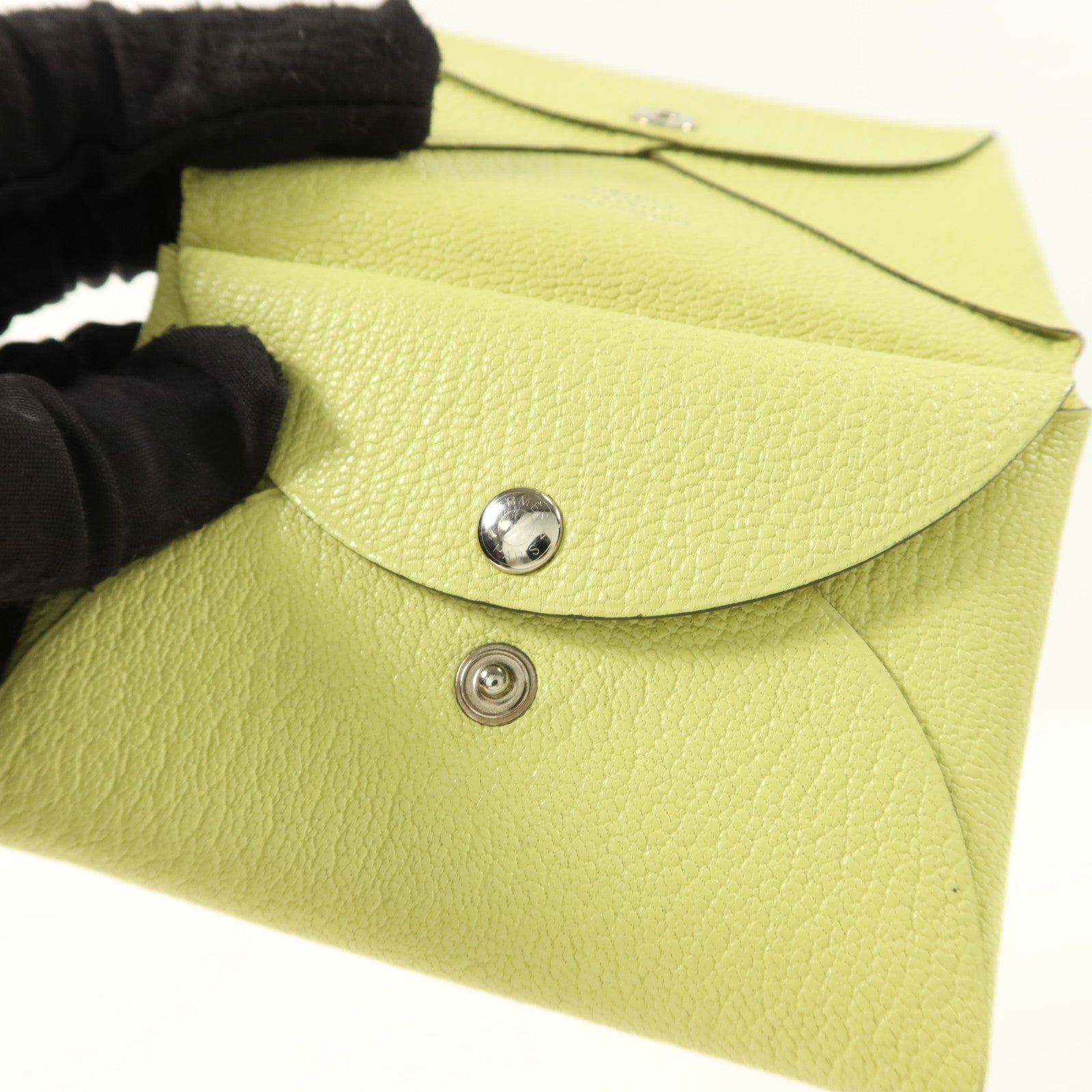HERMES Chevre皮革Calvi Duo Card Holder卡片套Jaune Bourgeon