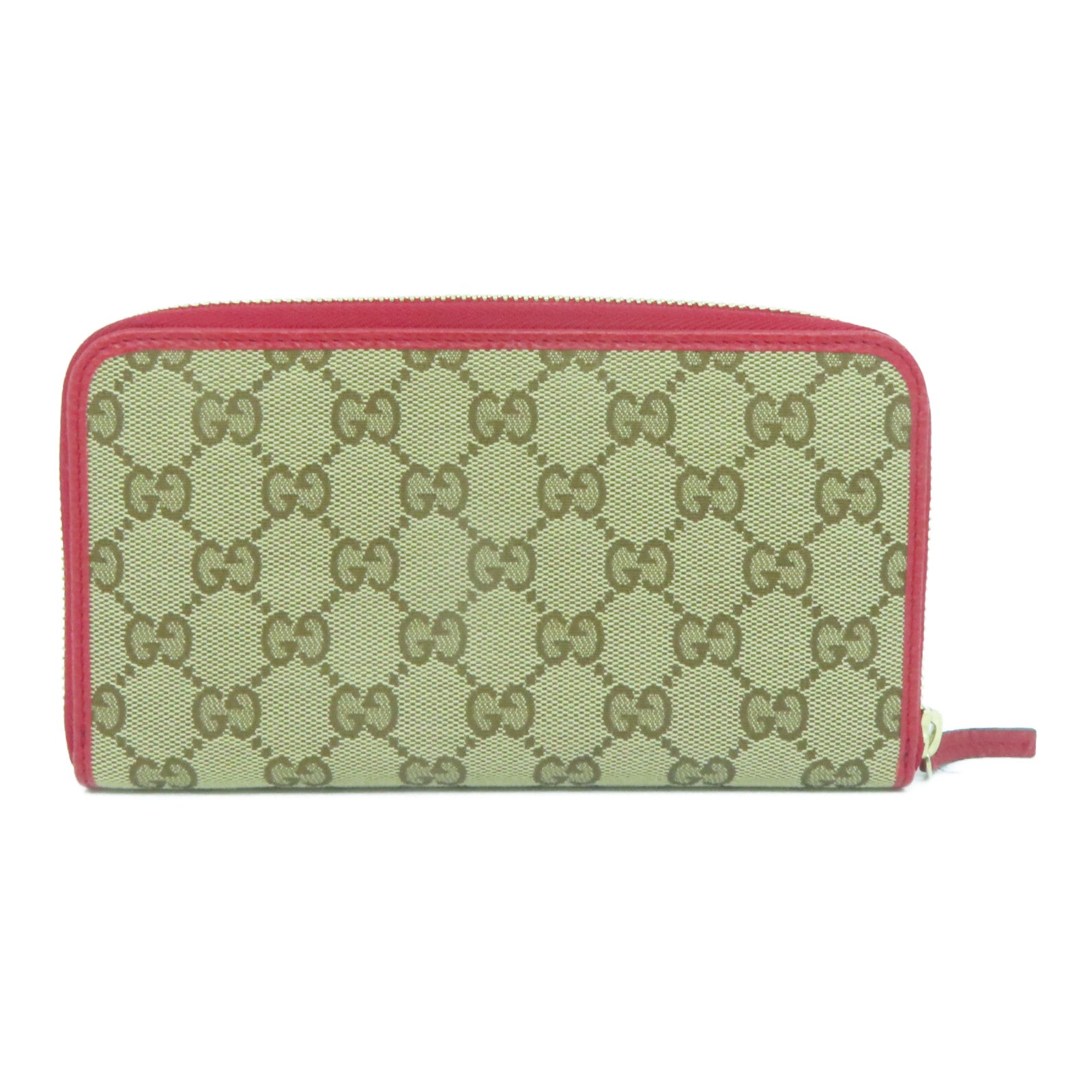 GUCCI 【激減優惠】帆布Wallet金扣長錢包啡色/紅色