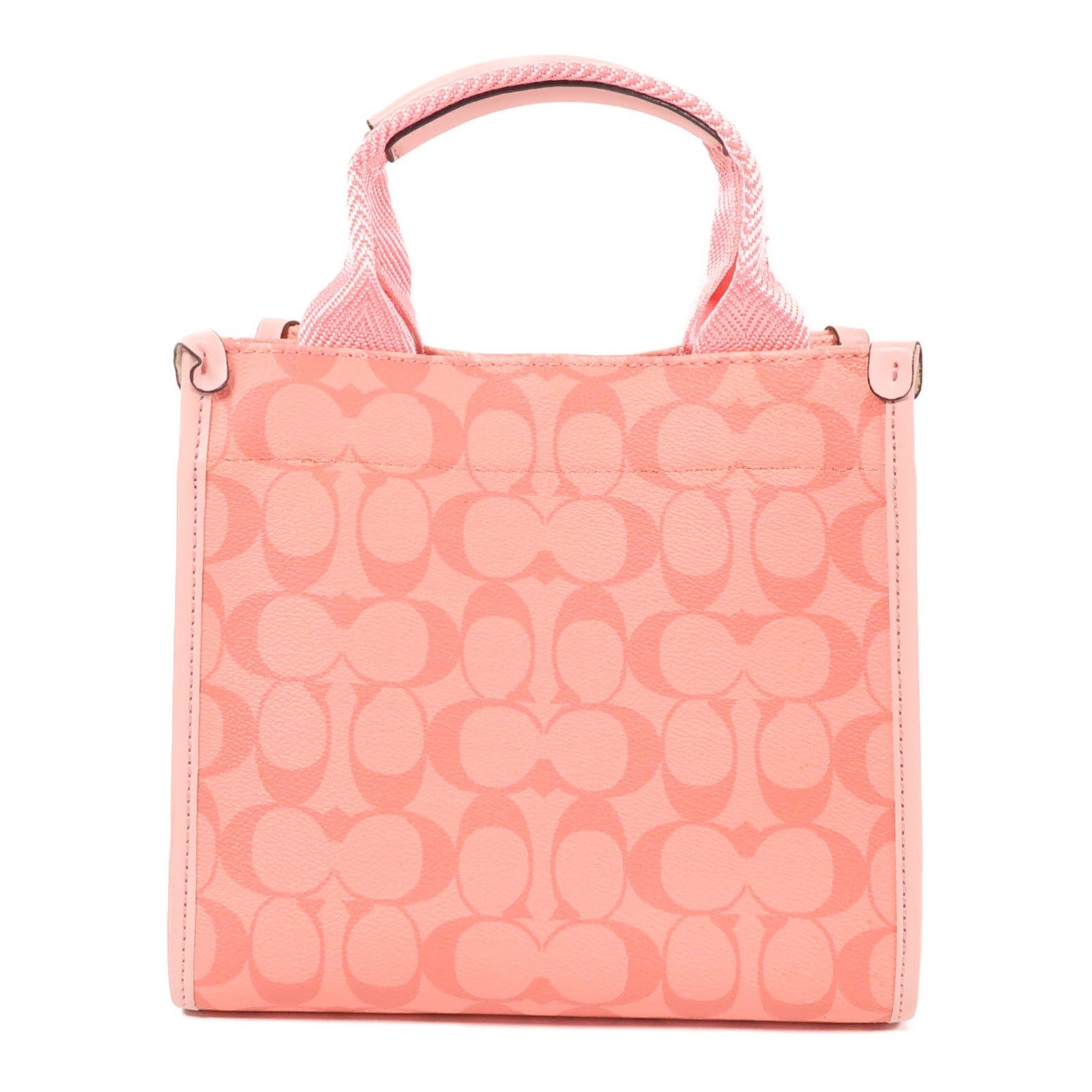 COACH 塗層帆布2 Way Shoulder Bag金扣手挽肩背兩用袋粉紅色