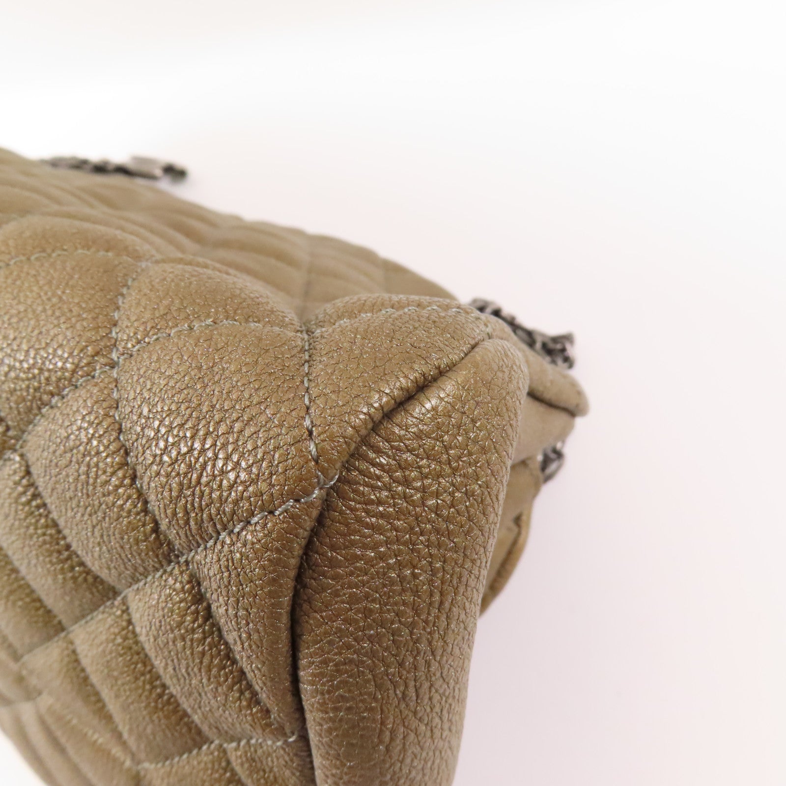CHANEL 牛皮皮革Chain Shoulder銀扣鏈帶肩背袋
