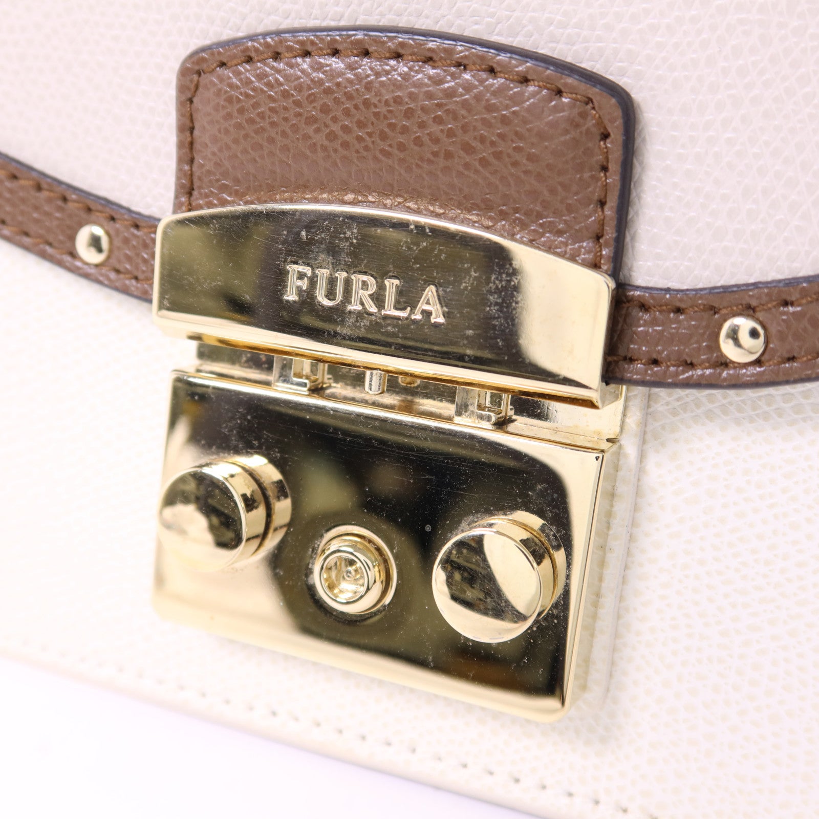 Furla 牛皮皮革Metropolis Mini Crossbody金扣手挽肩背兩用袋