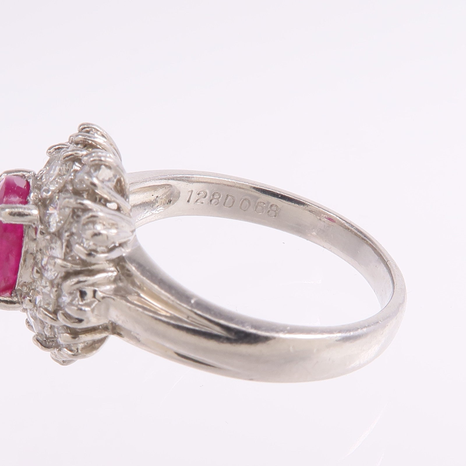 JEWELRY PT850鉑金Ruby Diamond Ring紅寶石/鑽石戒指US#6.25