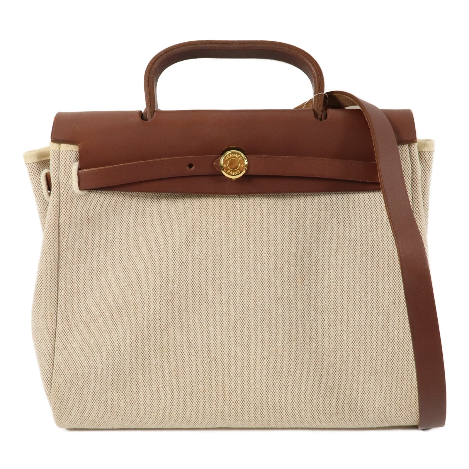 HERMES 帆布Herbag PM手挽肩背兩用袋Chocolat