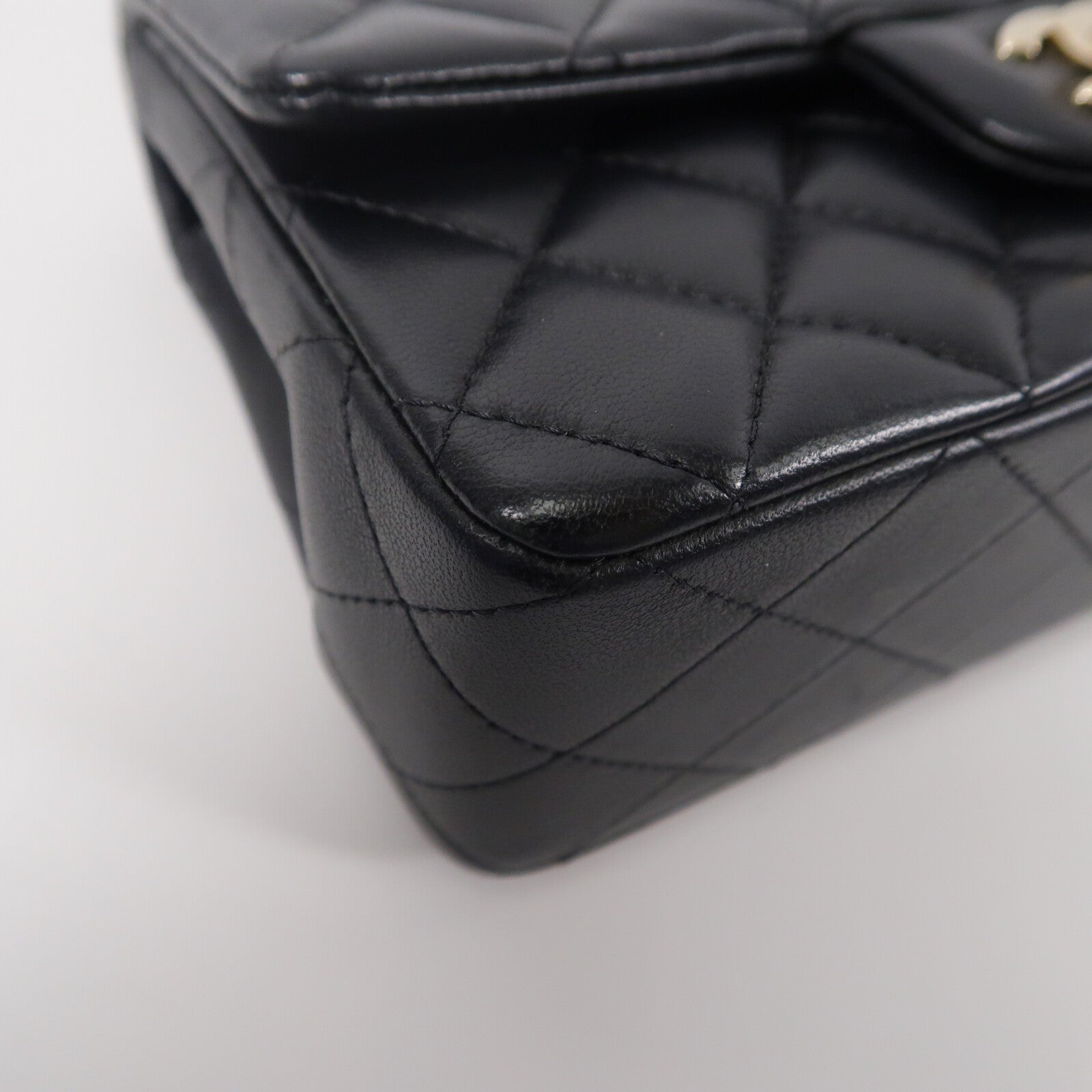 CHANEL 羊皮皮革Handle Flap 20cm鏈帶手挽肩背兩用袋