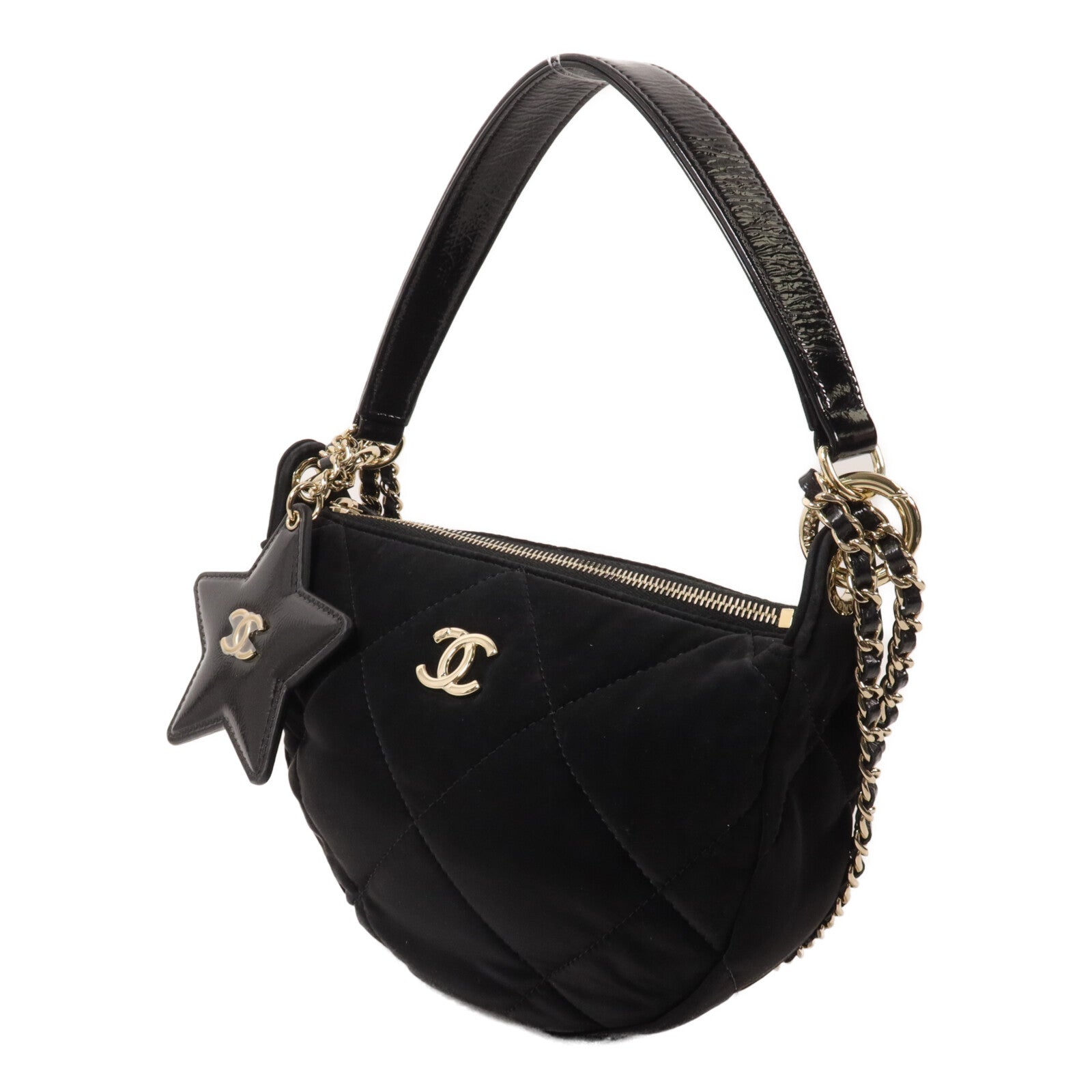 CHANEL 絨面尼龍Neige Chain Clutch鏈帶手挽肩背兩用袋