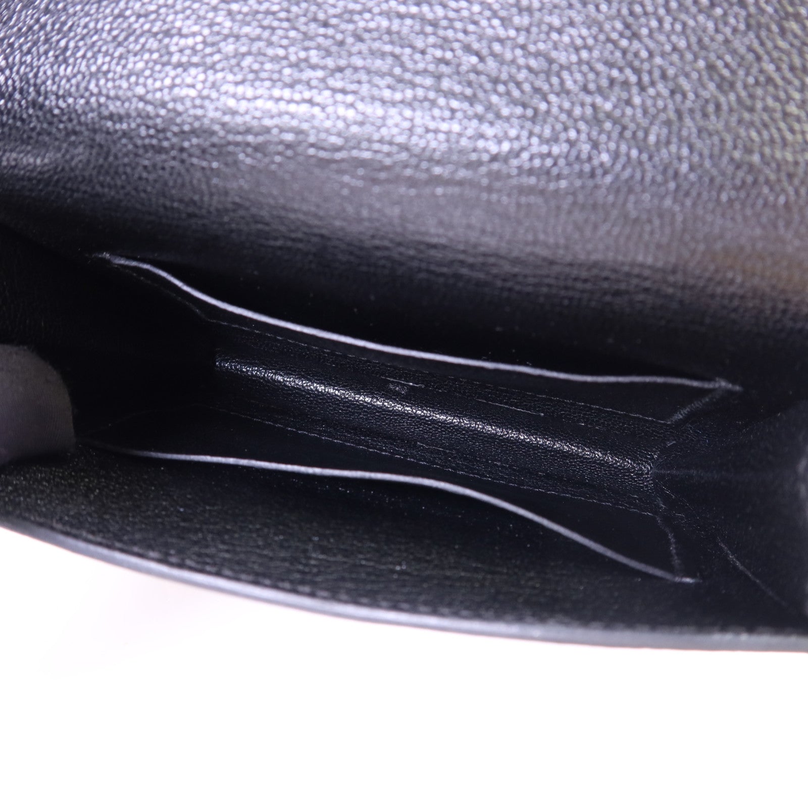 HERMES Chevre Mysore皮革Roulis Slim金扣錢包Noir