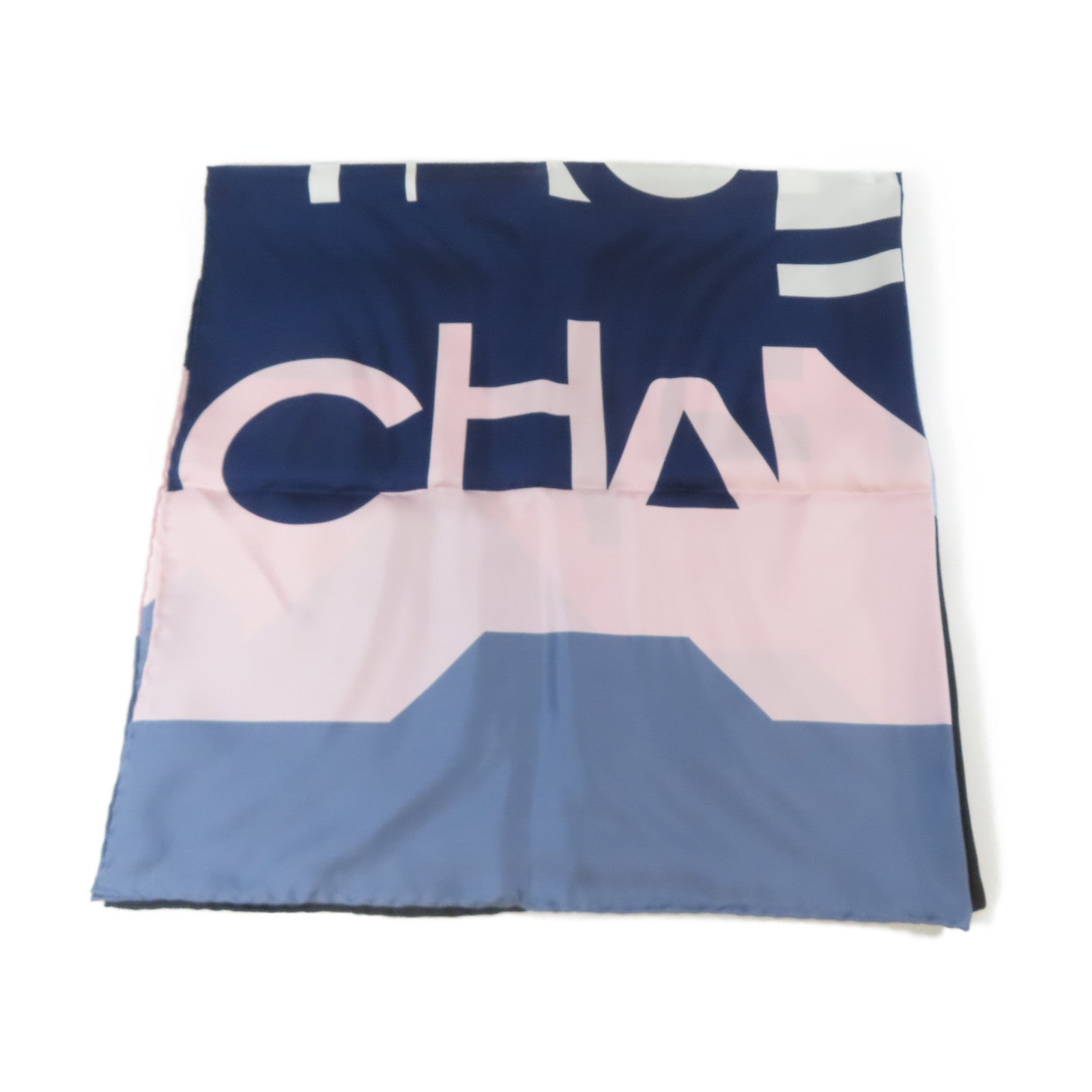 CHANEL 絲質Scarf 90x90cm絲巾藍色/白色/黑色