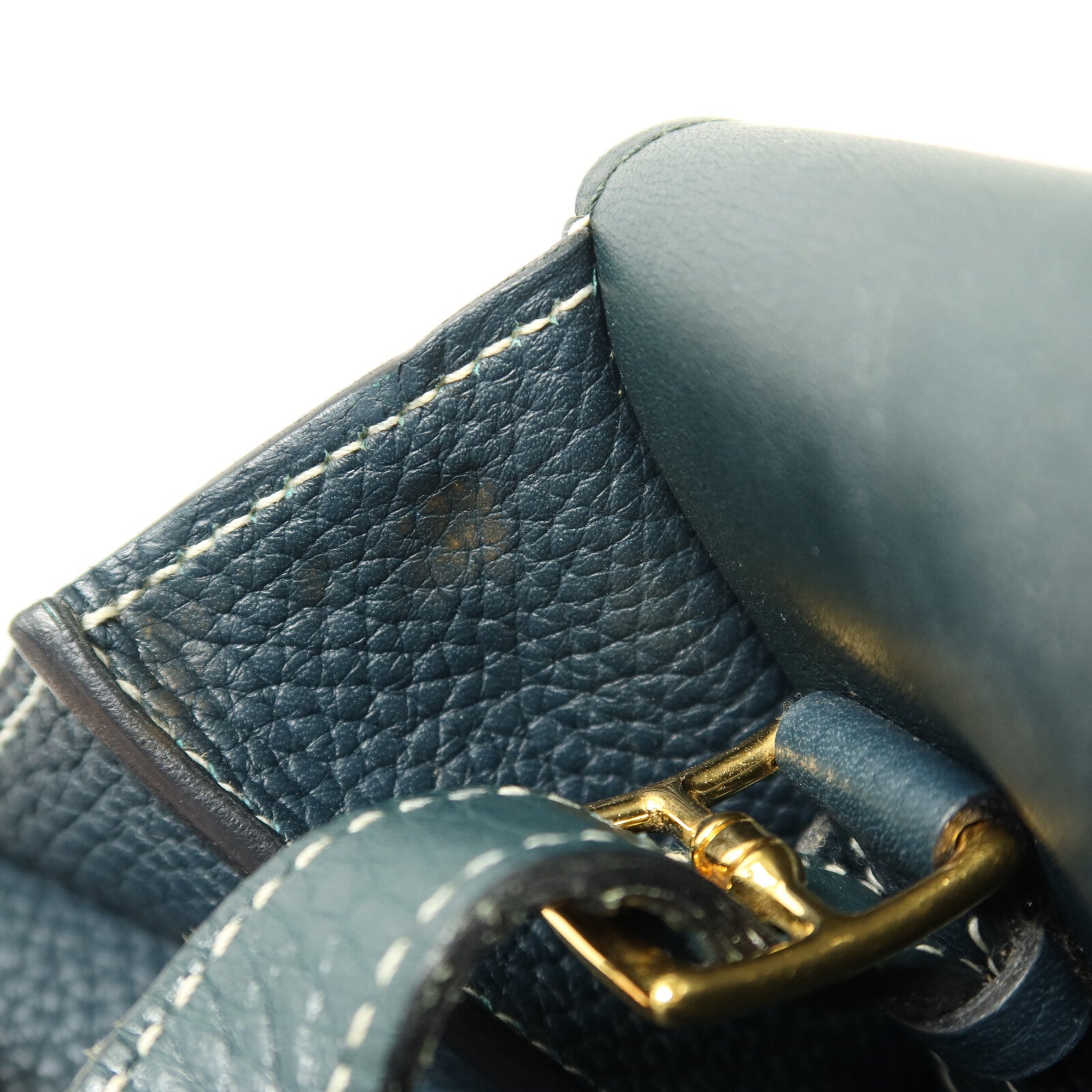 HERMES Clemence皮革Halzan 31金扣手挽肩背兩用袋Vert Cypres
