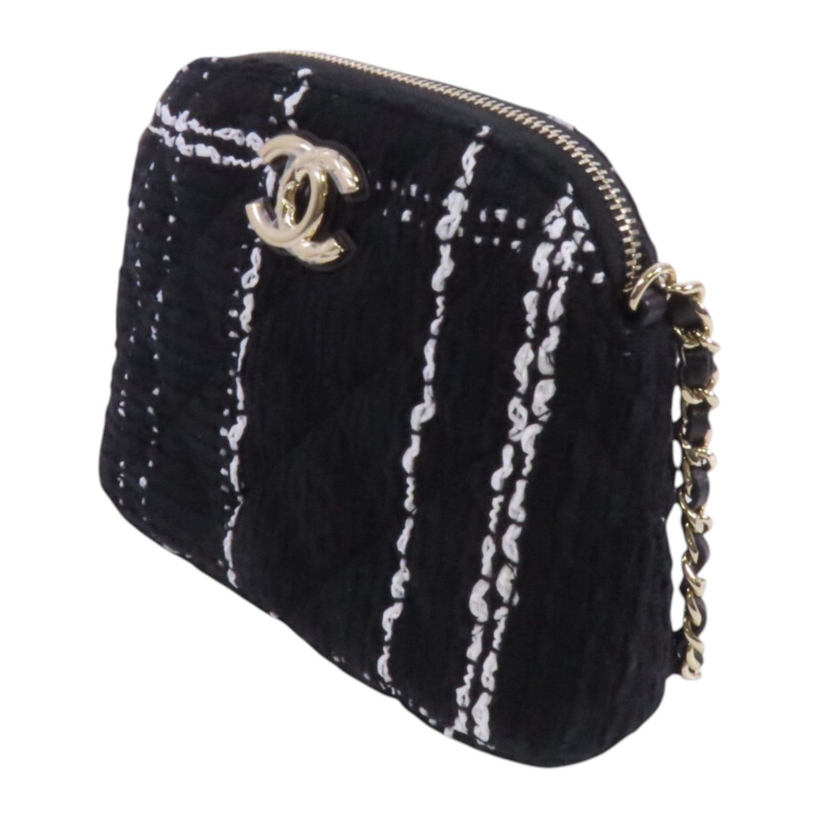 CHANEL 斜紋軟呢Chain Shoulder Bag金扣鏈帶肩背袋