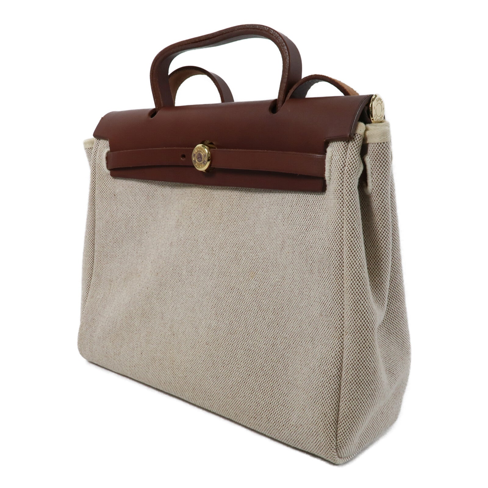 HERMES 帆布Herbag PM手挽肩背兩用袋Chocolat