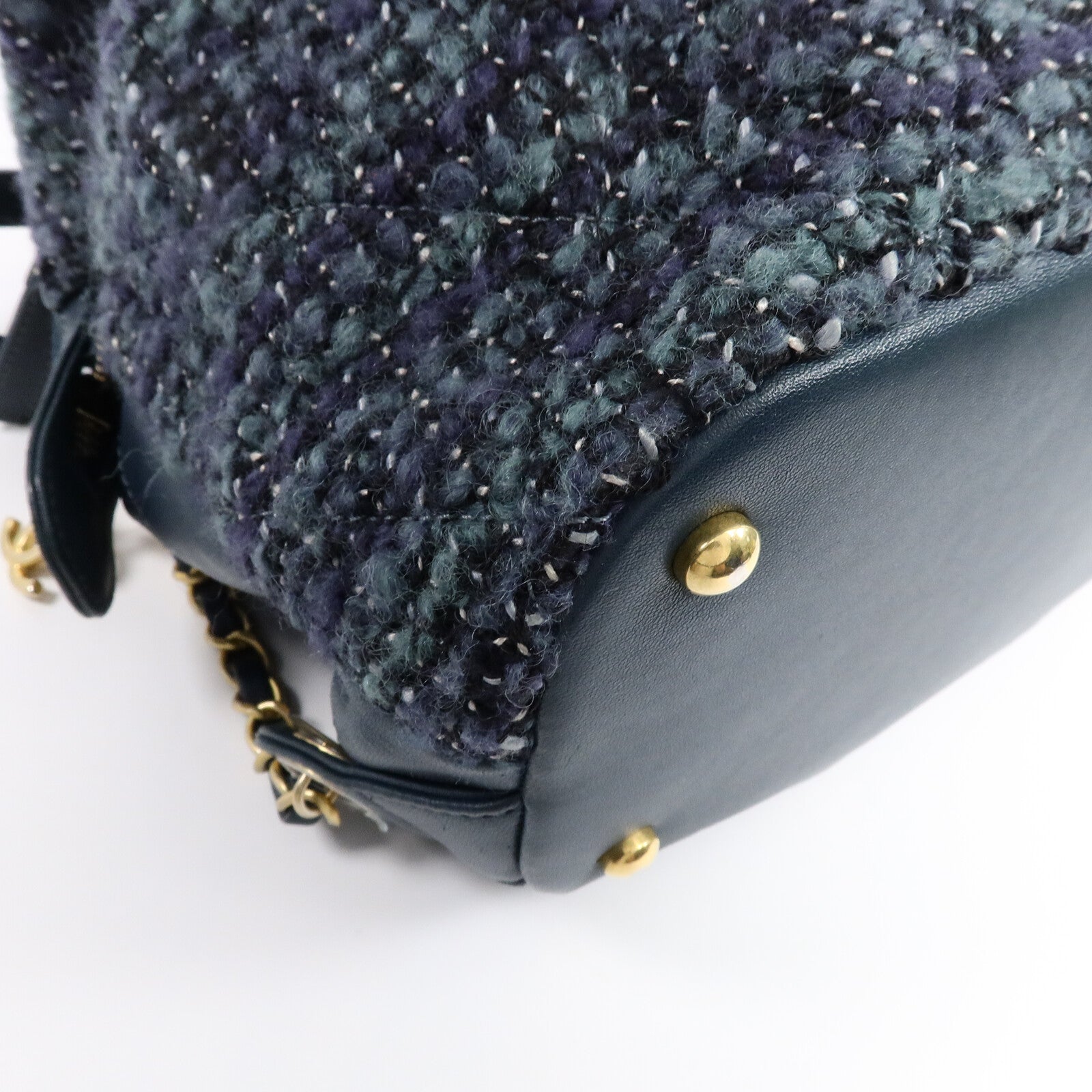 CHANEL 羊毛/牛皮皮革Tweed Backpack背包