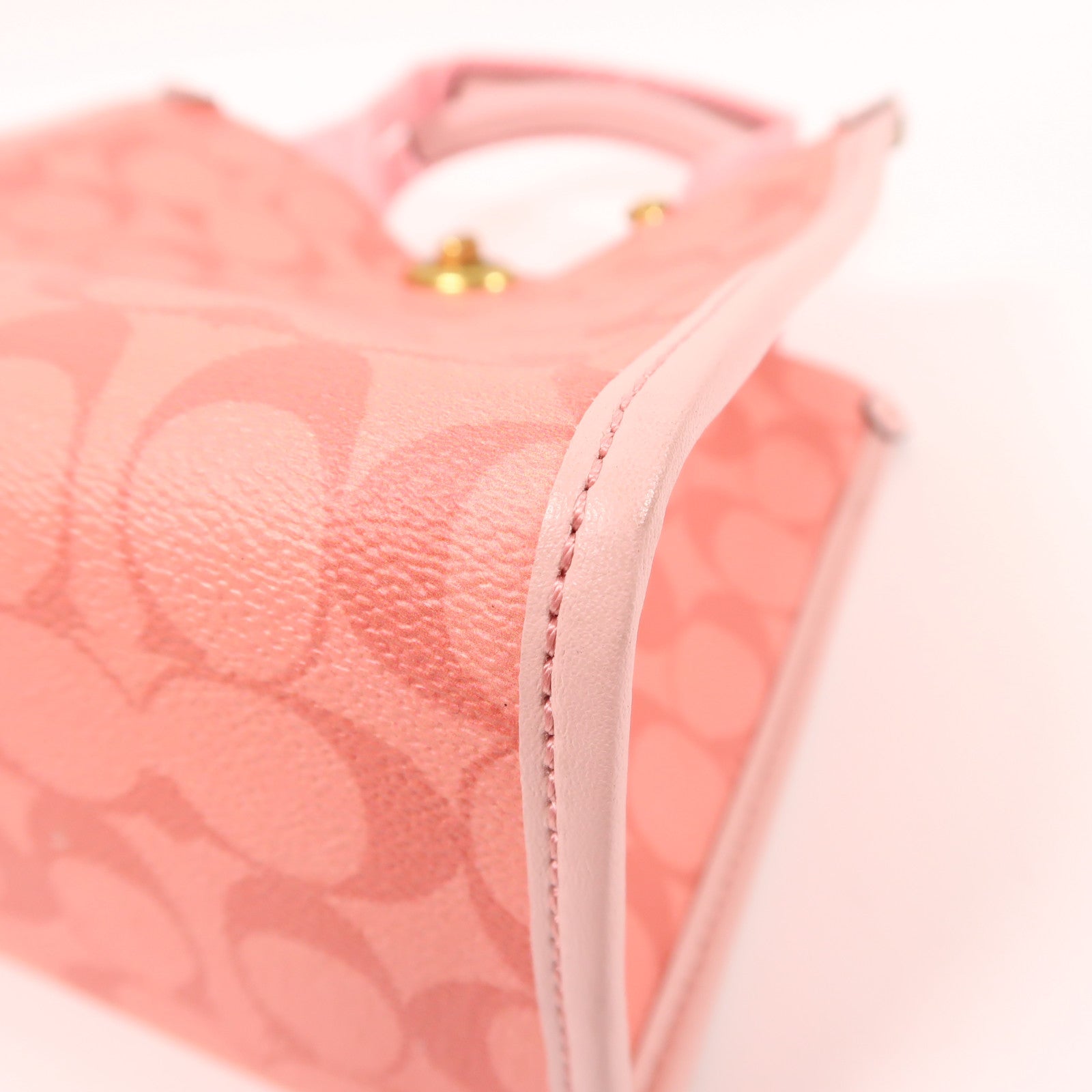 COACH 塗層帆布2 Way Shoulder Bag金扣手挽肩背兩用袋粉紅色