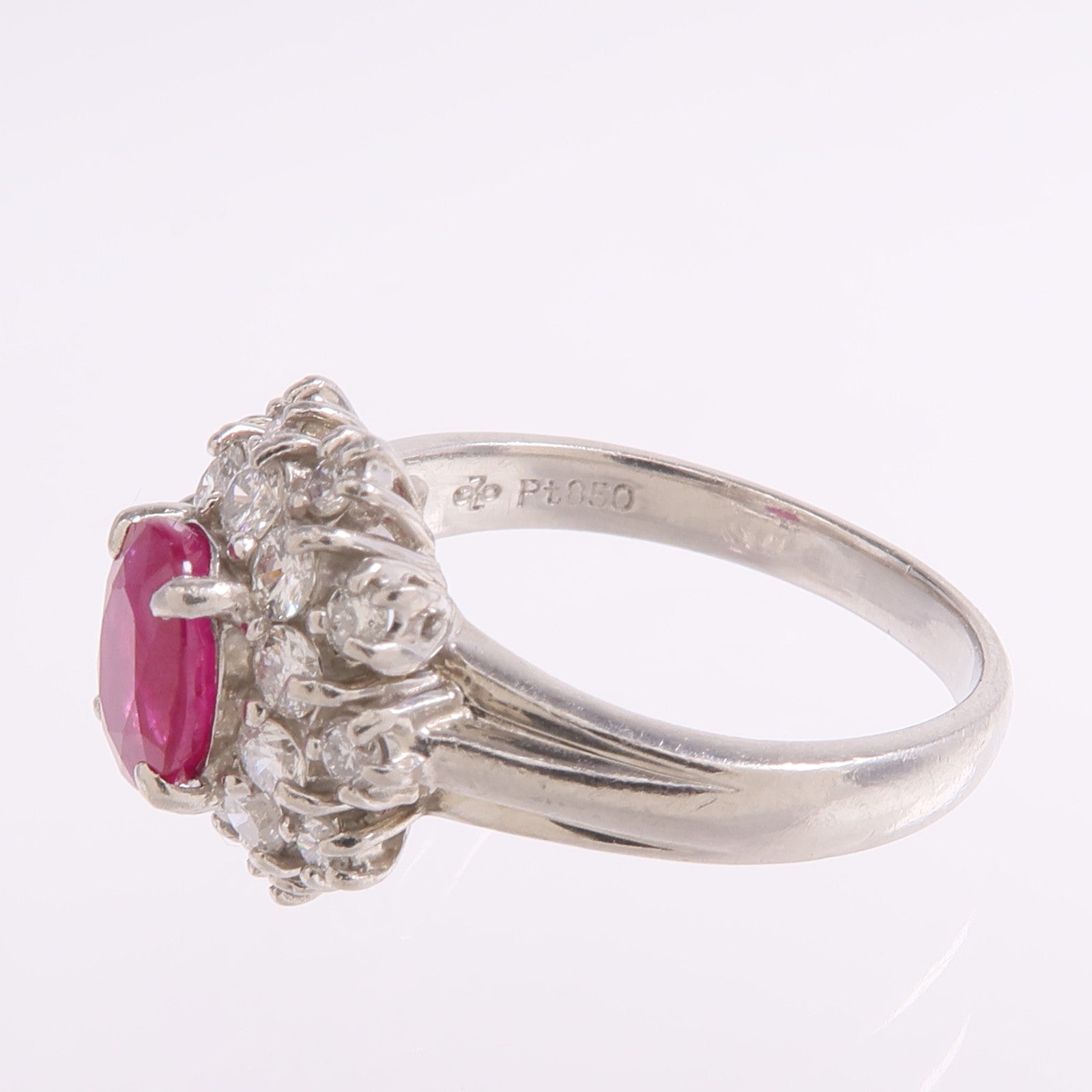 JEWELRY PT850鉑金Ruby Diamond Ring紅寶石/鑽石戒指US#6.25