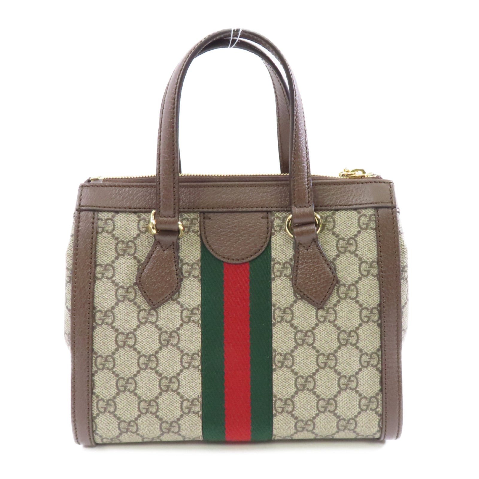 GUCCI 塗層帆布Ophidia GG Small金扣手挽肩背兩用袋棕色