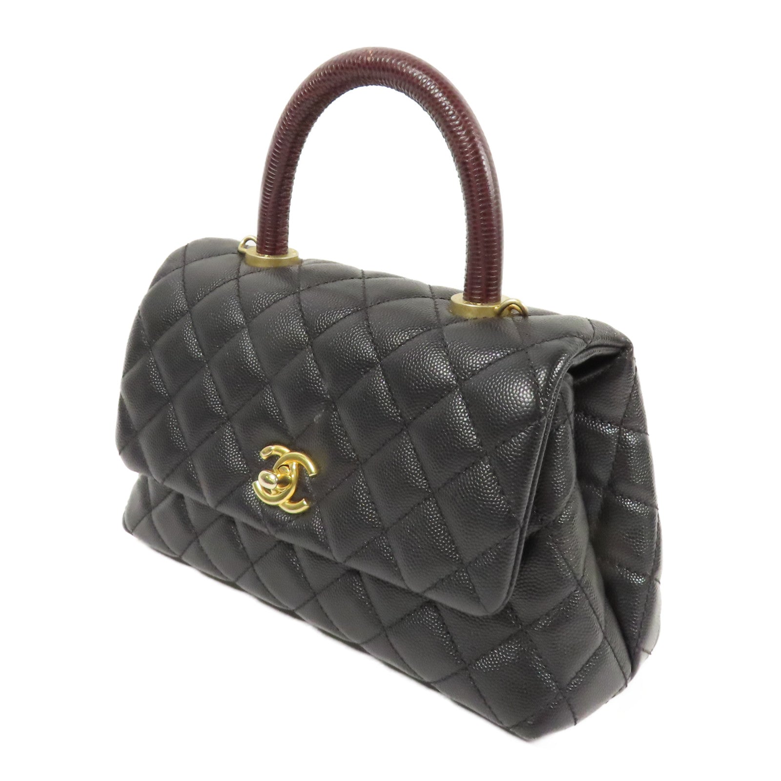 CHANEL 牛皮皮革CoCo Handle Small金扣鏈帶手挽肩背兩用袋