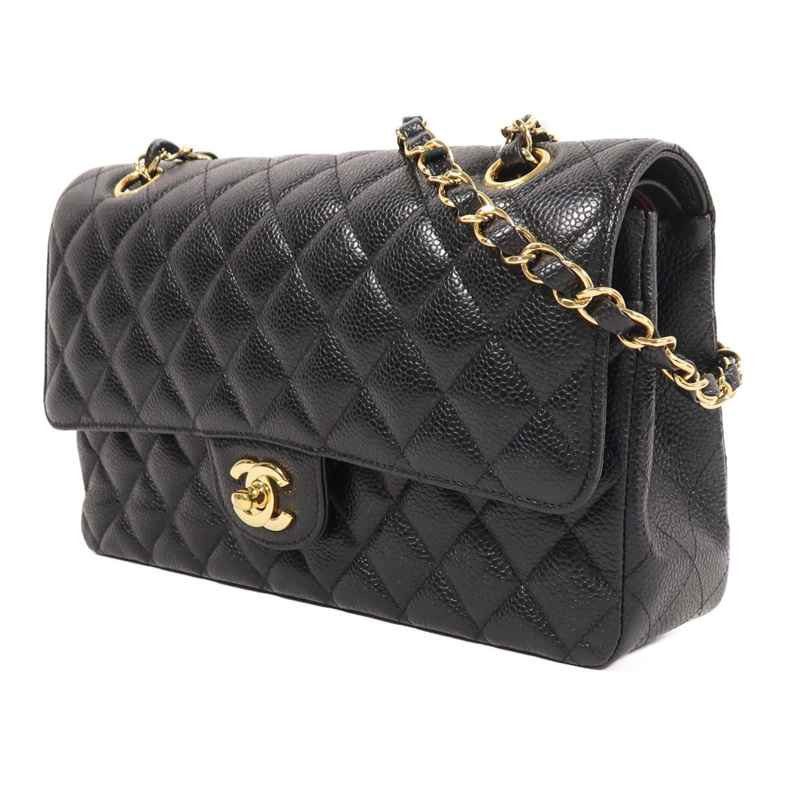 CHANEL CC GHW Classic 25 Chain Shoulder Bag Calfskin Leather Black