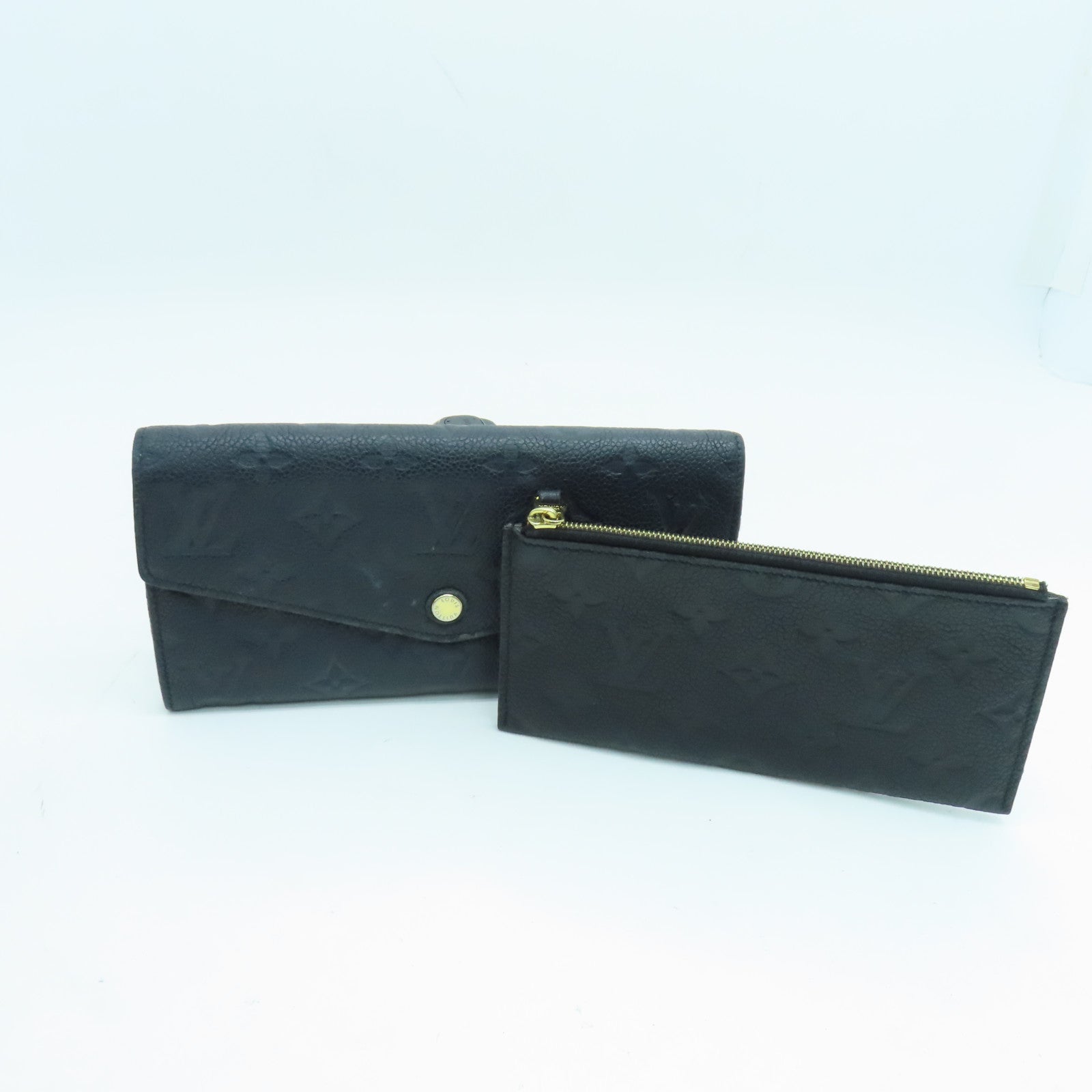 LOUIS VUITTON Monogram Empreinte Sarah长钱包金扣黑色