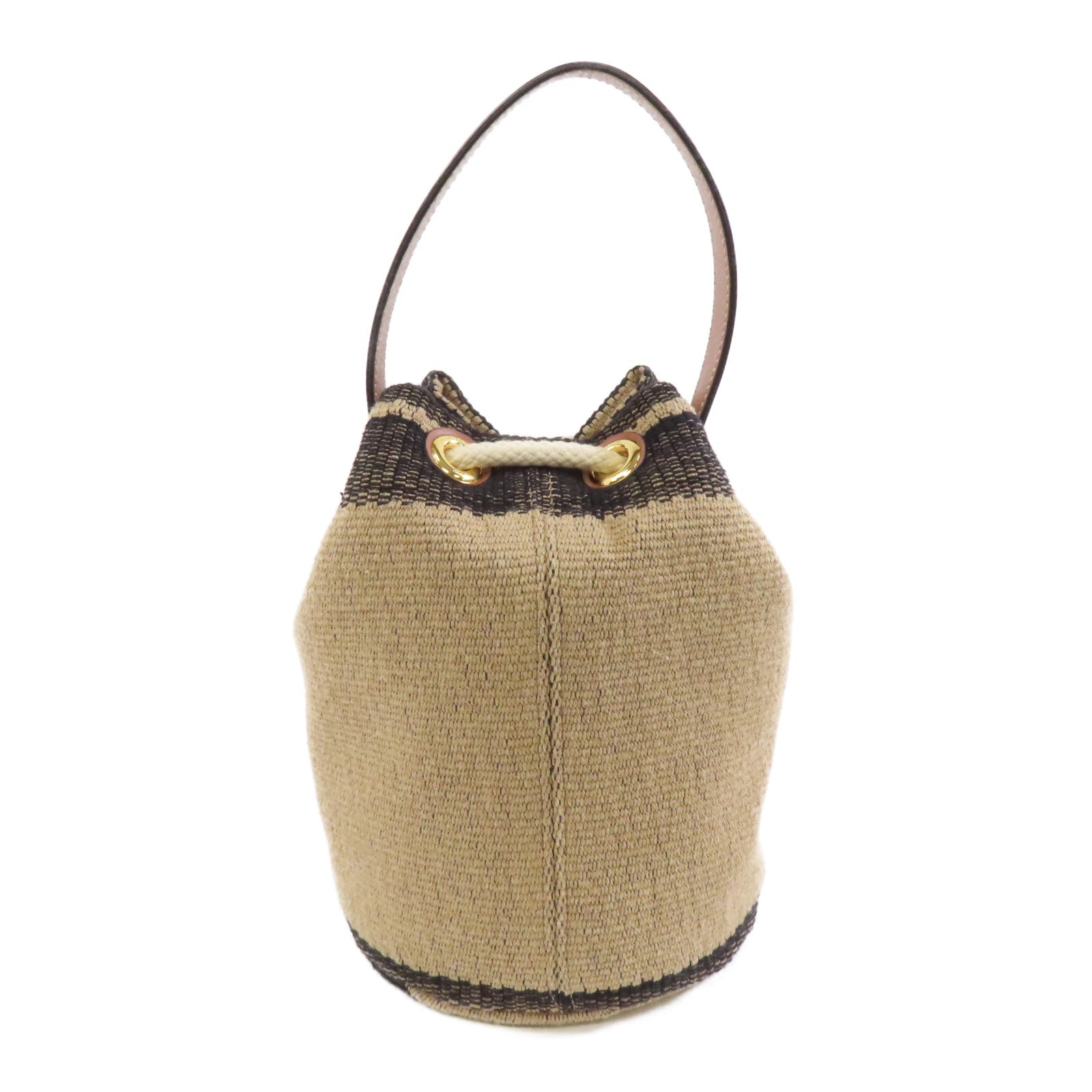 CELINE 帆布Teen Drawstring金扣手挽袋啡色