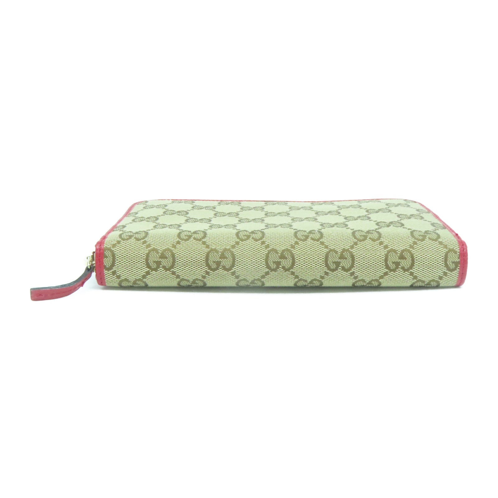 GUCCI 【激減優惠】帆布Wallet金扣長錢包啡色/紅色