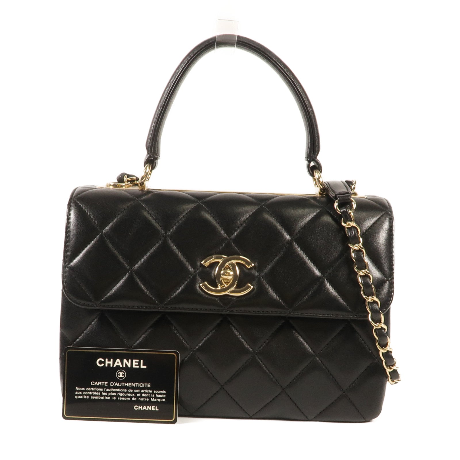 CHANEL 羊皮皮革Trendy CC Small金扣鏈帶手挽肩背兩用袋