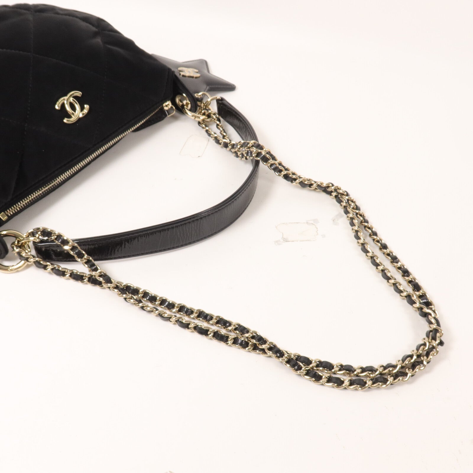 CHANEL 絨面尼龍Neige Chain Clutch鏈帶手挽肩背兩用袋