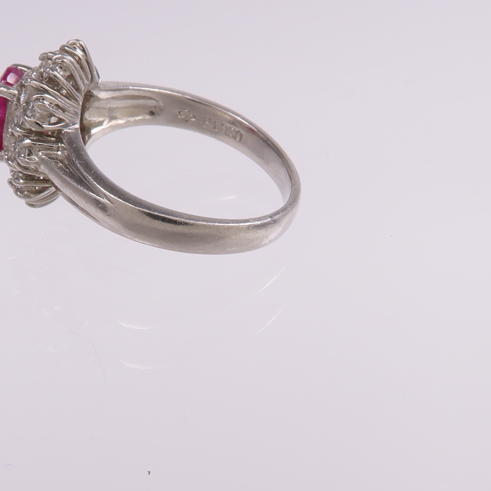 JEWELRY PT850鉑金Ruby Diamond Ring紅寶石/鑽石戒指US#6.25