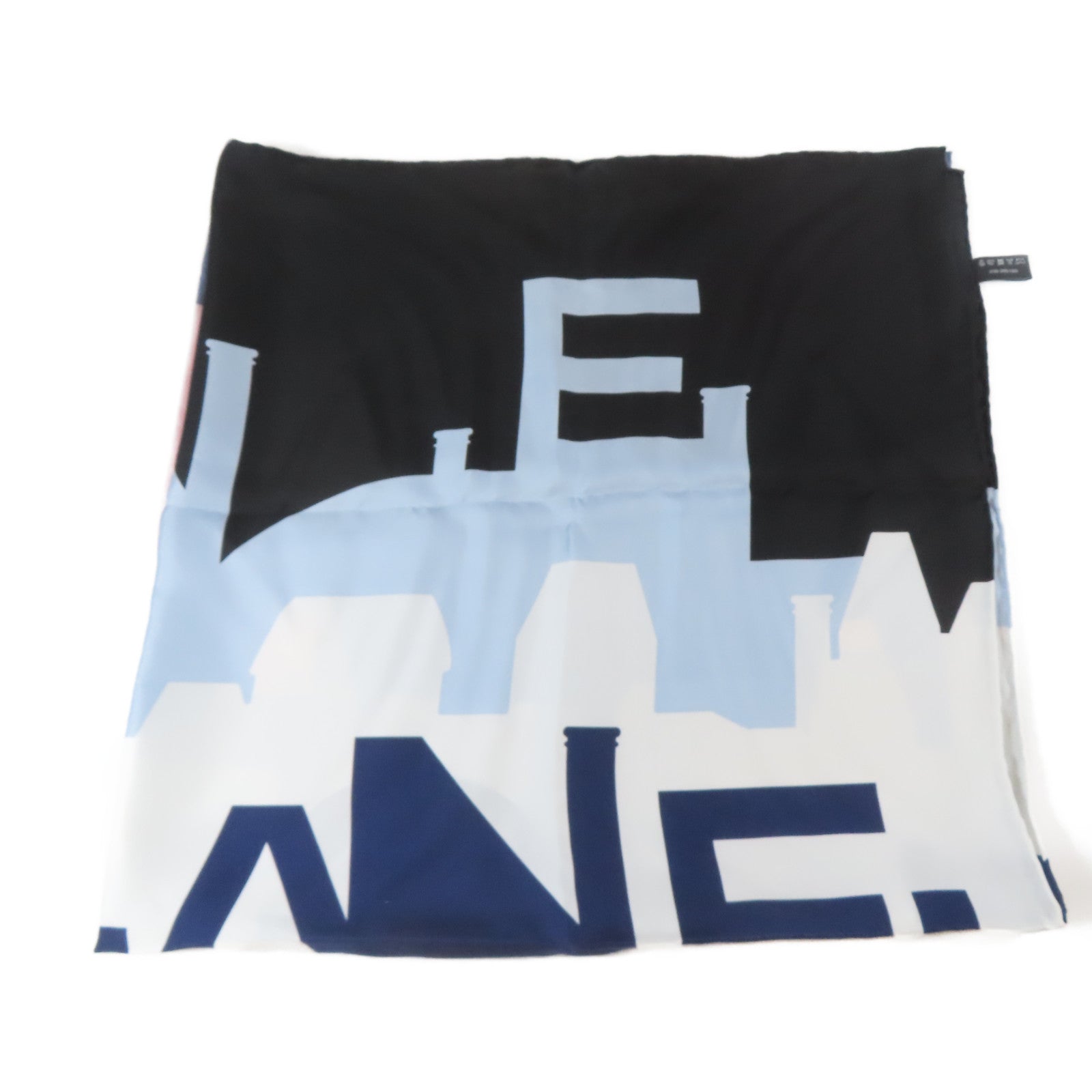 CHANEL 絲質Scarf 90x90cm絲巾藍色/白色/黑色