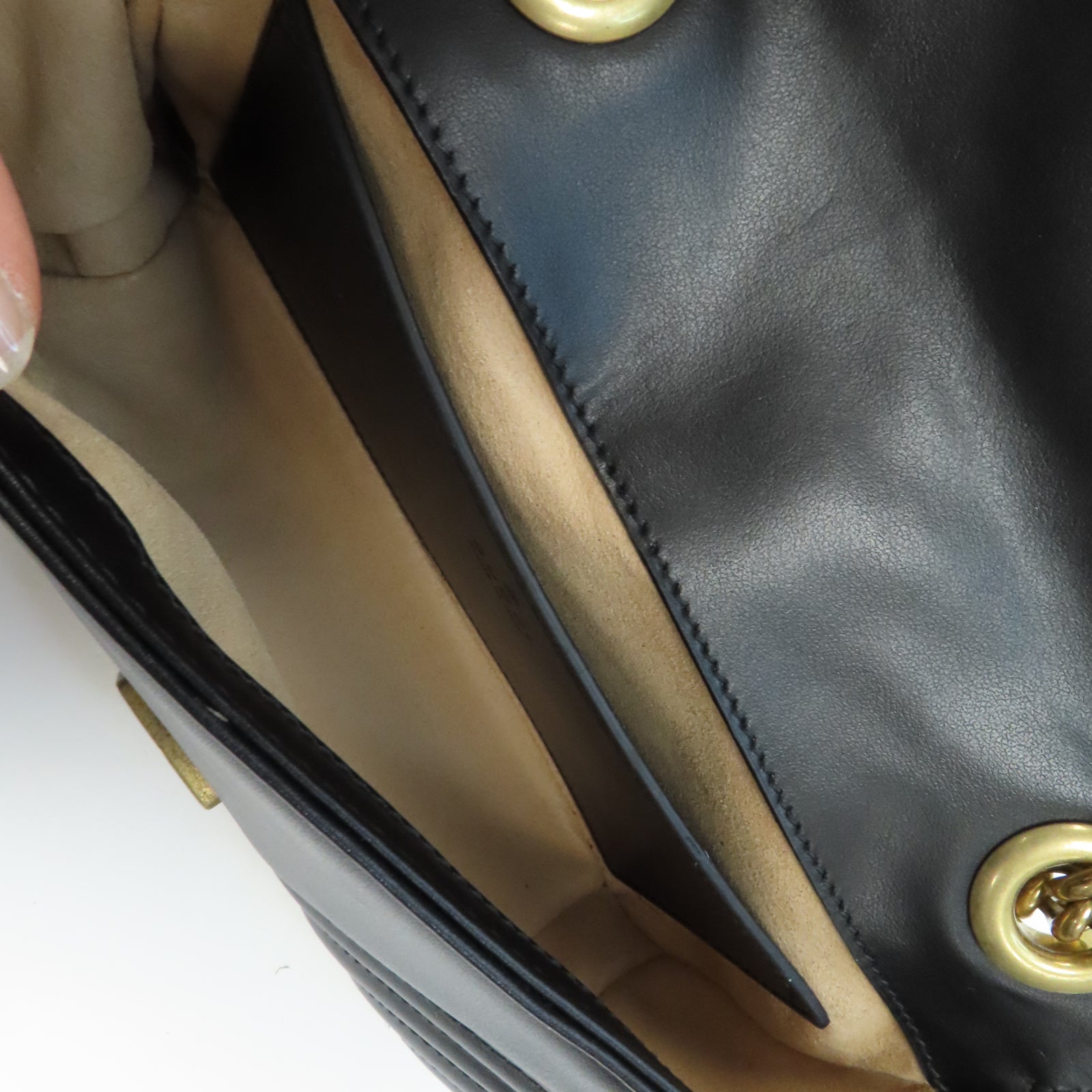 GUCCI 牛皮皮革Chain Shoulder金扣鏈帶肩背袋黑色