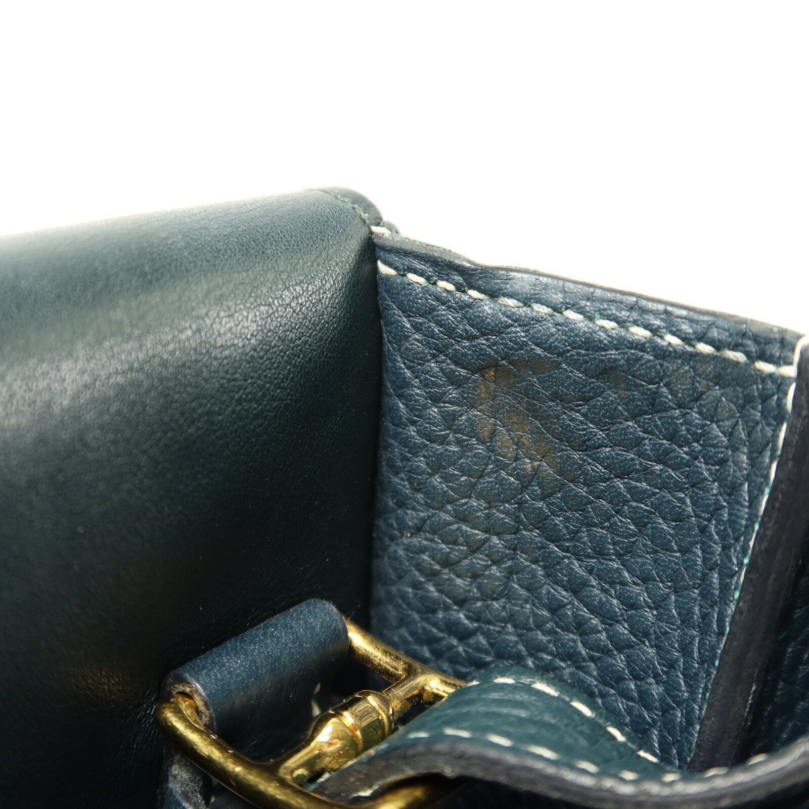 HERMES Clemence皮革Halzan 31金扣手挽肩背兩用袋Vert Cypres