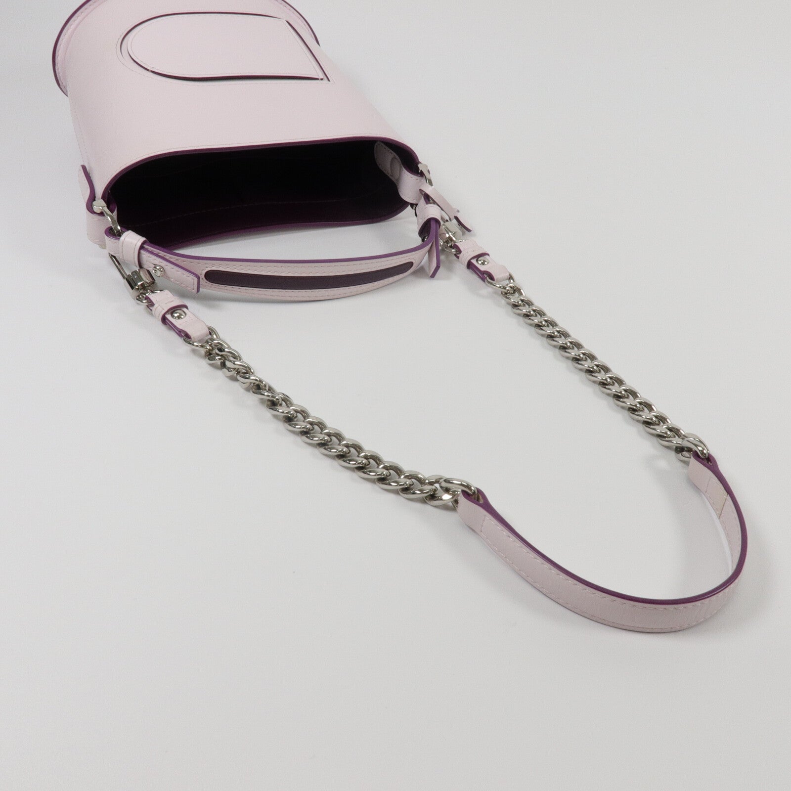 Delvaux 牛皮皮革Pin Mini Bucket鏈帶手挽肩背兩用袋