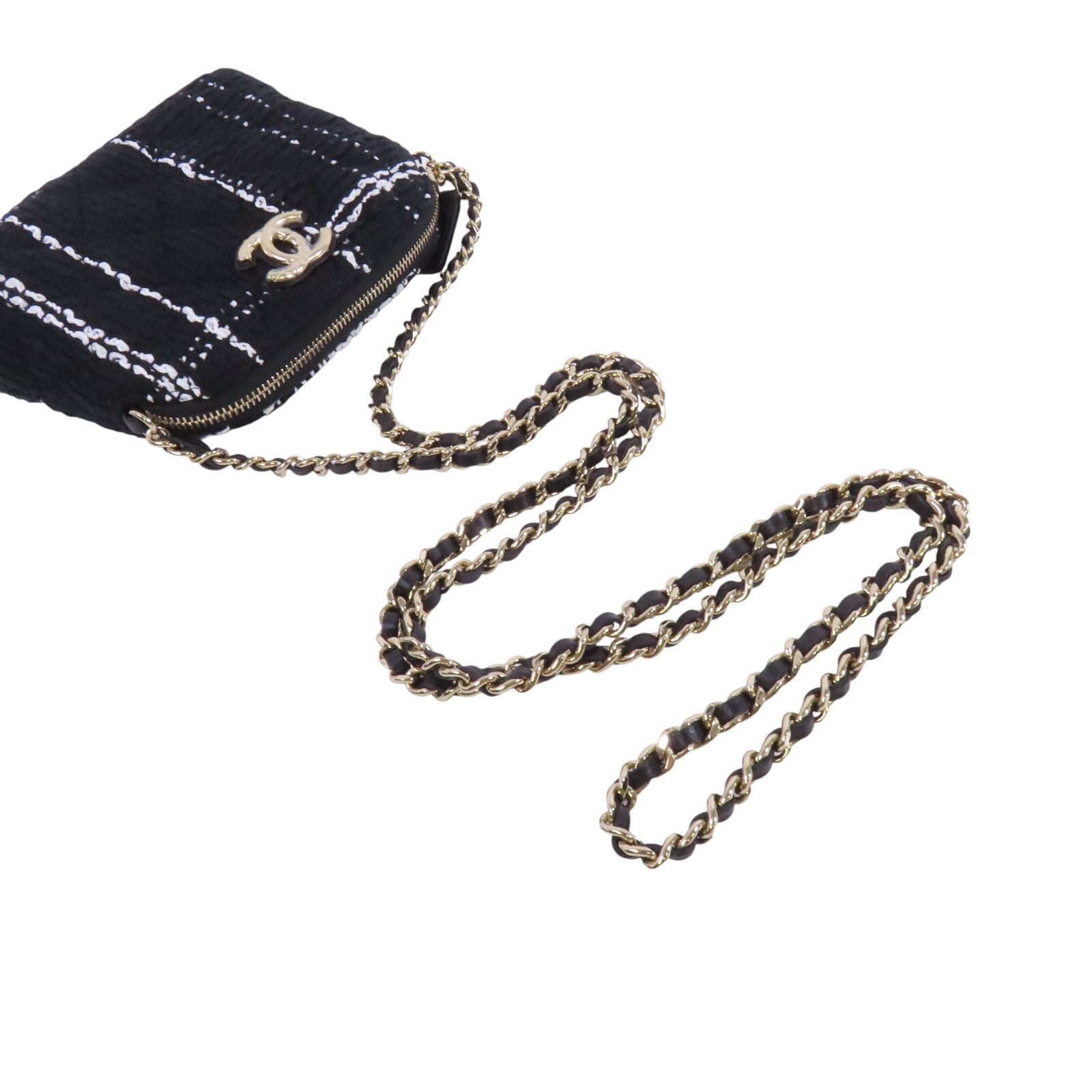 CHANEL 斜紋軟呢Chain Shoulder Bag金扣鏈帶肩背袋